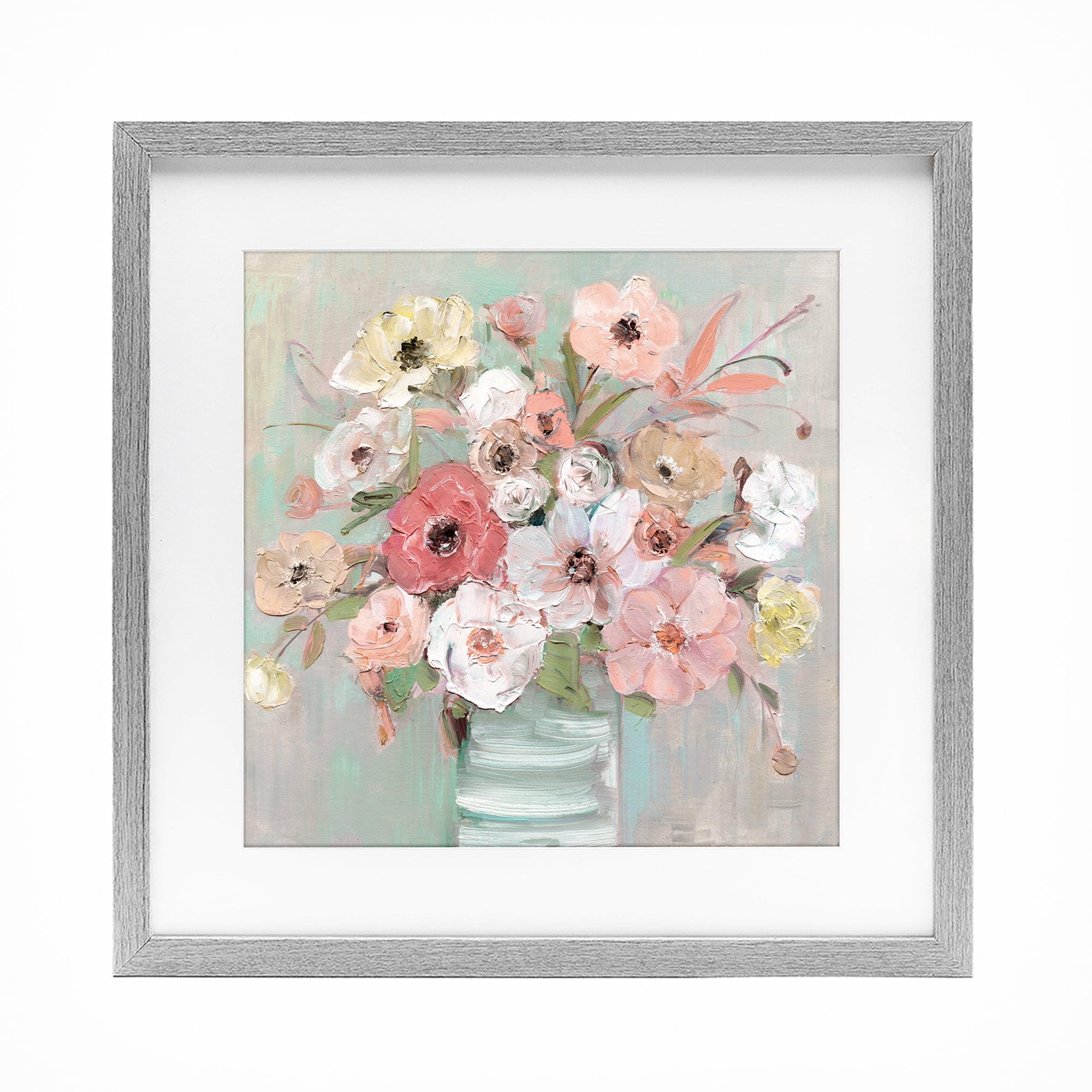 Stupell Industries Pastel Garden Peony Bouquet Gray Framed Print Under Glass, design by Sally Swatland