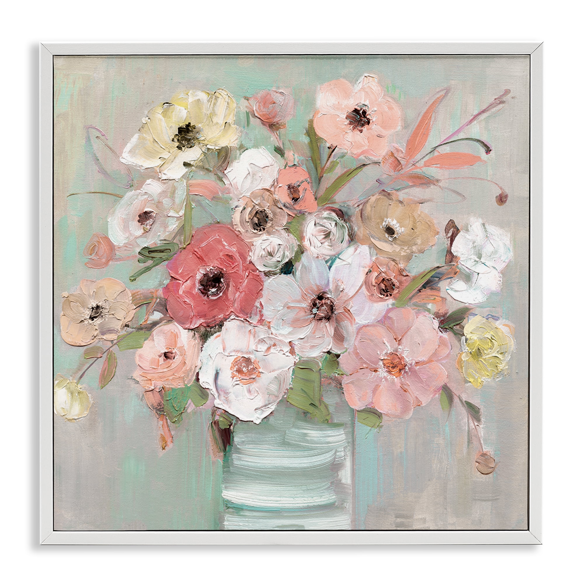 Stupell Industries Pastel Garden Peony Bouquet White Framed Giclee Art, design by Sally Swatland