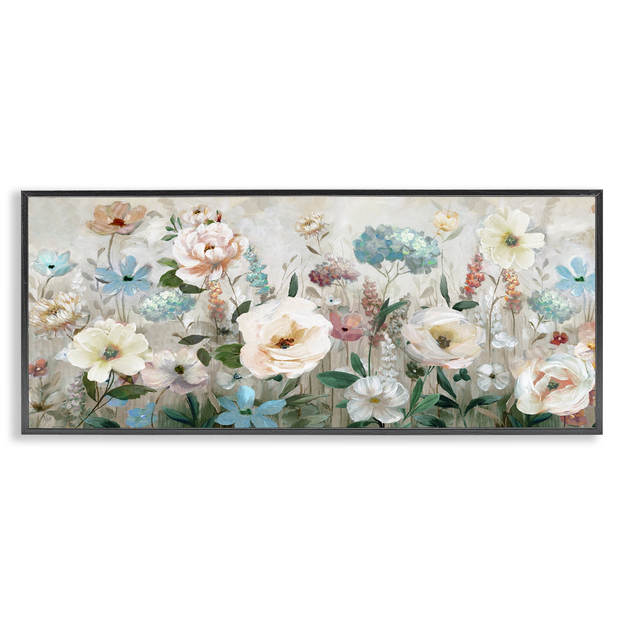 Stupell Industries Pastel Garden of Peonies Black Framed Giclee Art, design by Nan