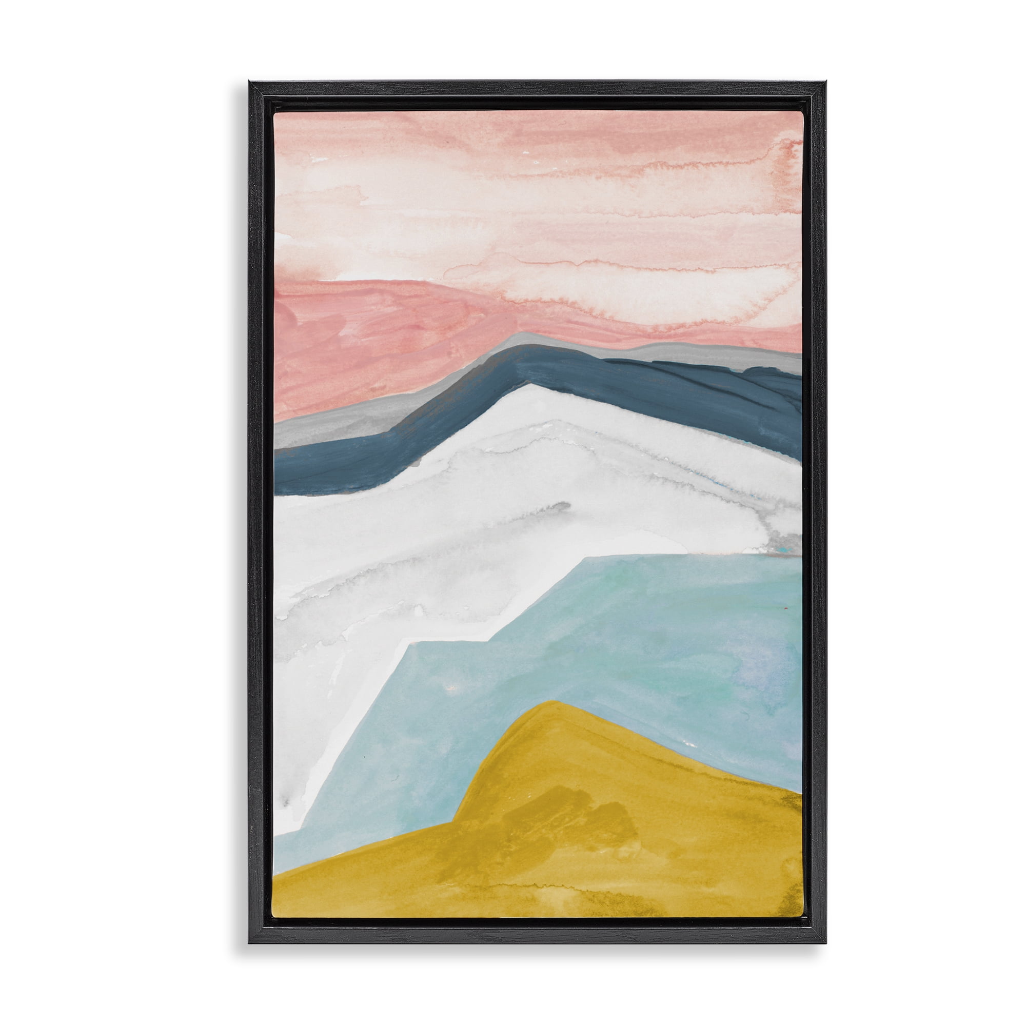Stupell Industries Pastel Geometric Mountains Black Framed Floater Canvas Wall Art, design by B. Danelle