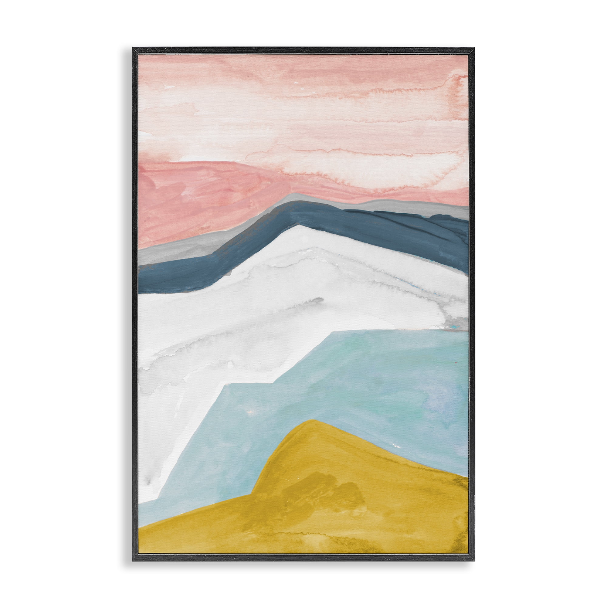 Stupell Industries Pastel Geometric Mountains Black Framed Giclee Art, design by B. Danelle