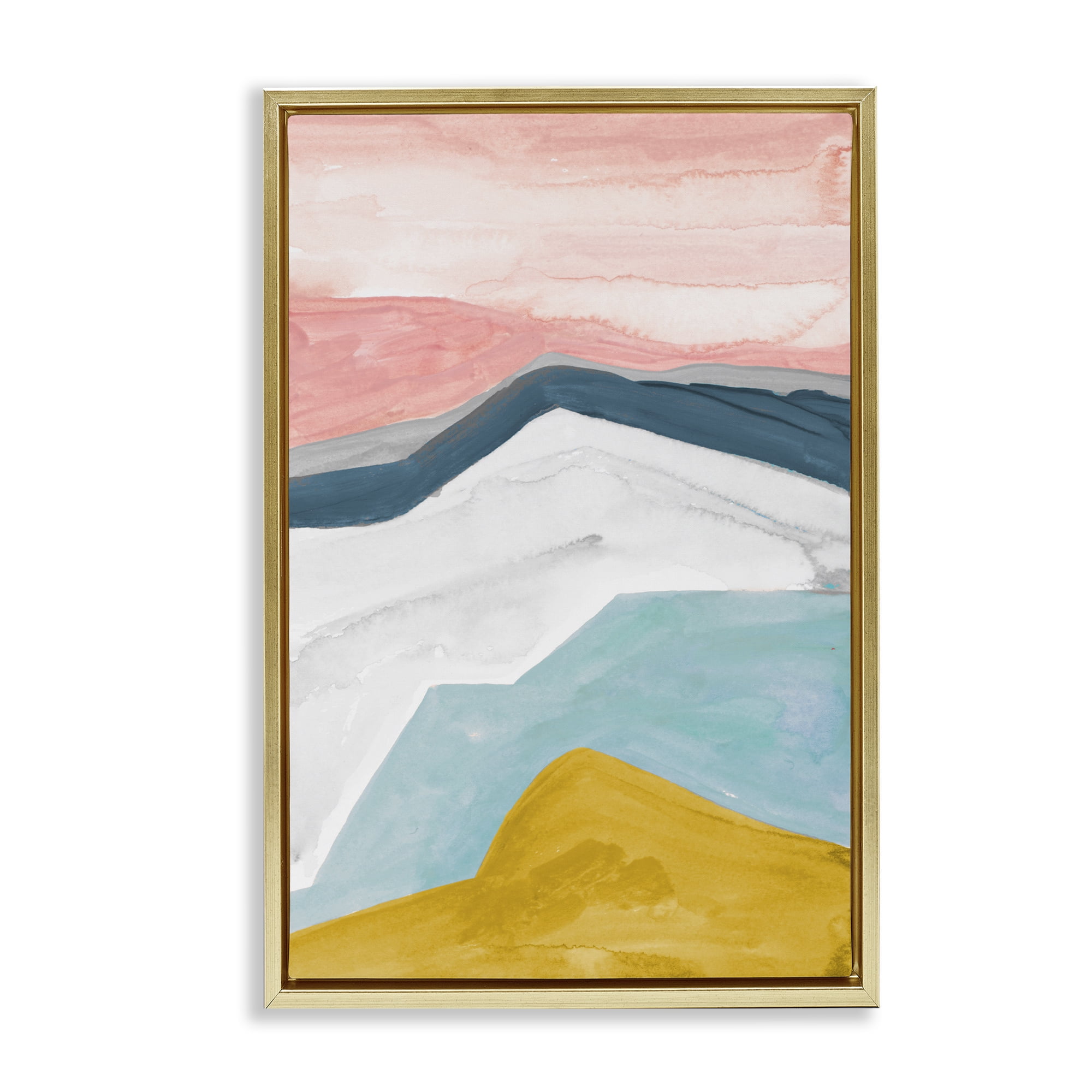 Stupell Industries Pastel Geometric Mountains Gold Framed Floater Canvas Wall Art, design by B. Danelle