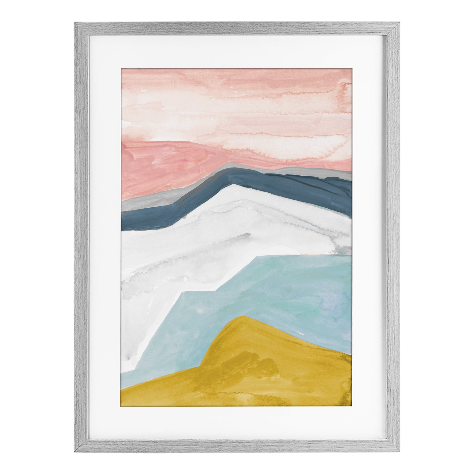 Stupell Industries Pastel Geometric Mountains Gray Framed Print Under Glass, design by B. Danelle