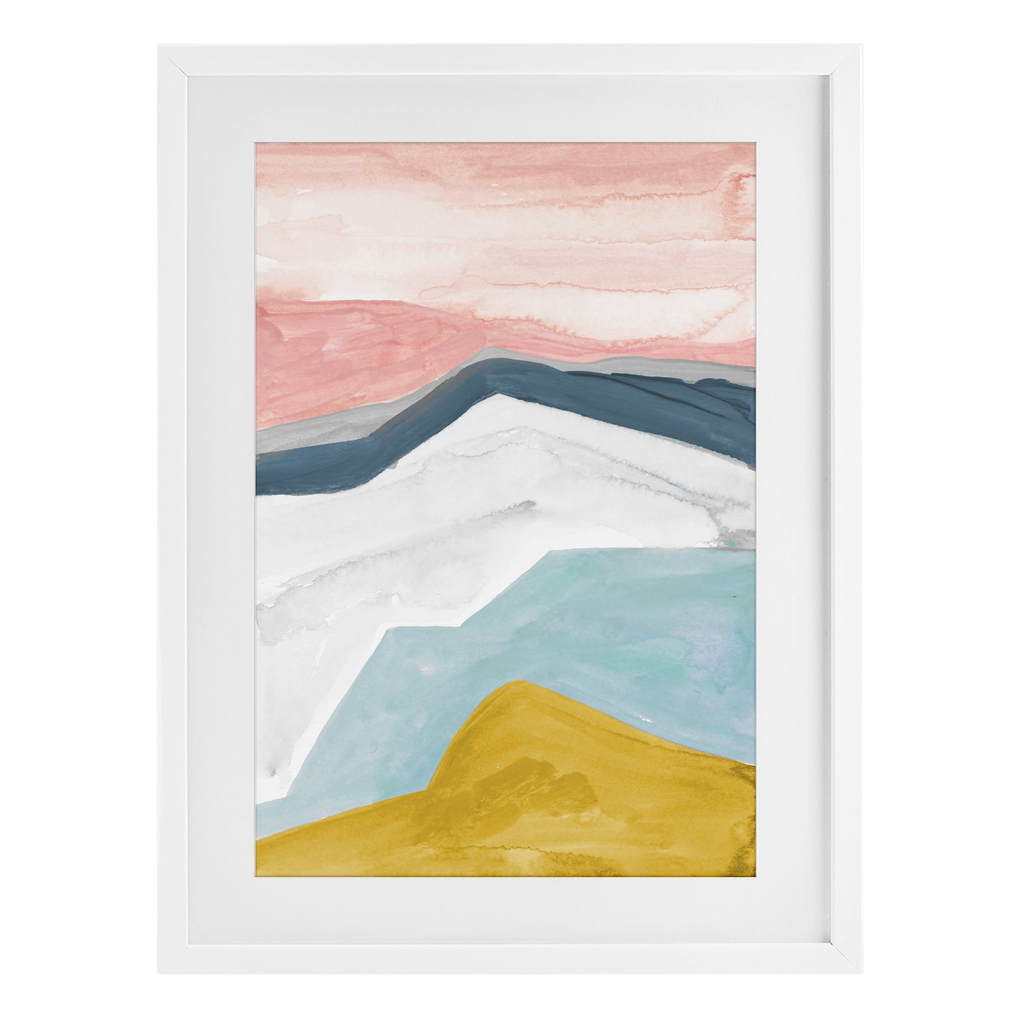 Stupell Industries Pastel Geometric Mountains White Framed Print Under Glass, design by B. Danelle