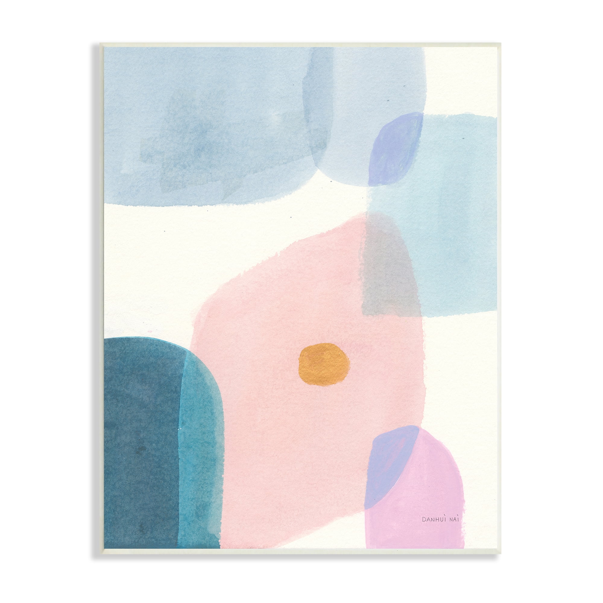 Stupell Industries Pastel Geometric Shape Abstraction Soft Blue Pink Yellow Abstract Painting Unframed Art Print Wall Art, 10 x 15