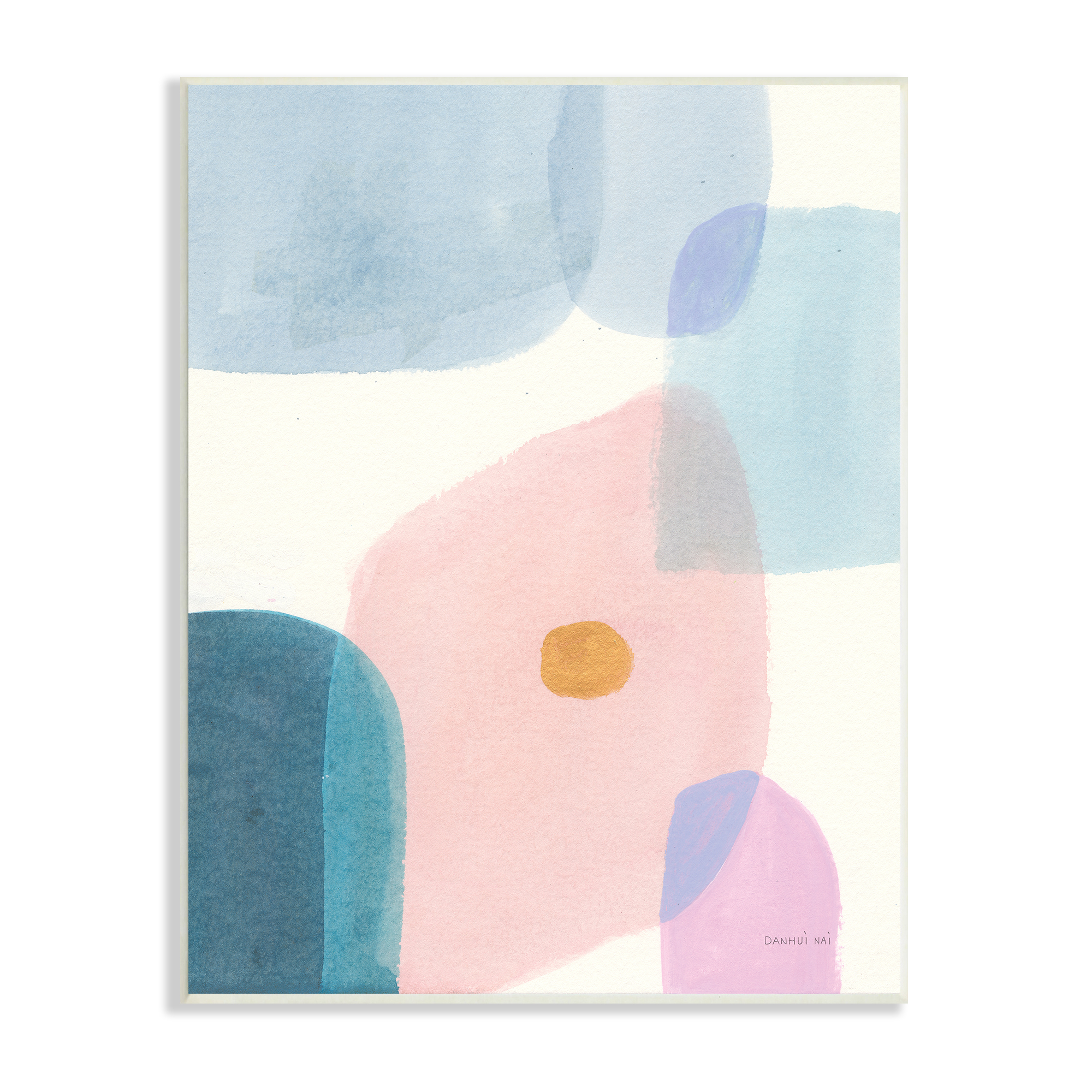 Stupell Industries Pastel Geometric Shape Abstraction Soft Blue Pink Yellow Abstract Painting Unframed Art Print Wall Art, 13 x 19