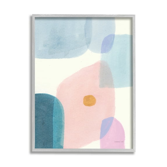 Stupell Industries Pastel Geometric Shape Abstraction Soft Blue Pink Yellow Modern Painting Gray framed Art Print Wall Art, 11 x 14, Design by Danhui Nai