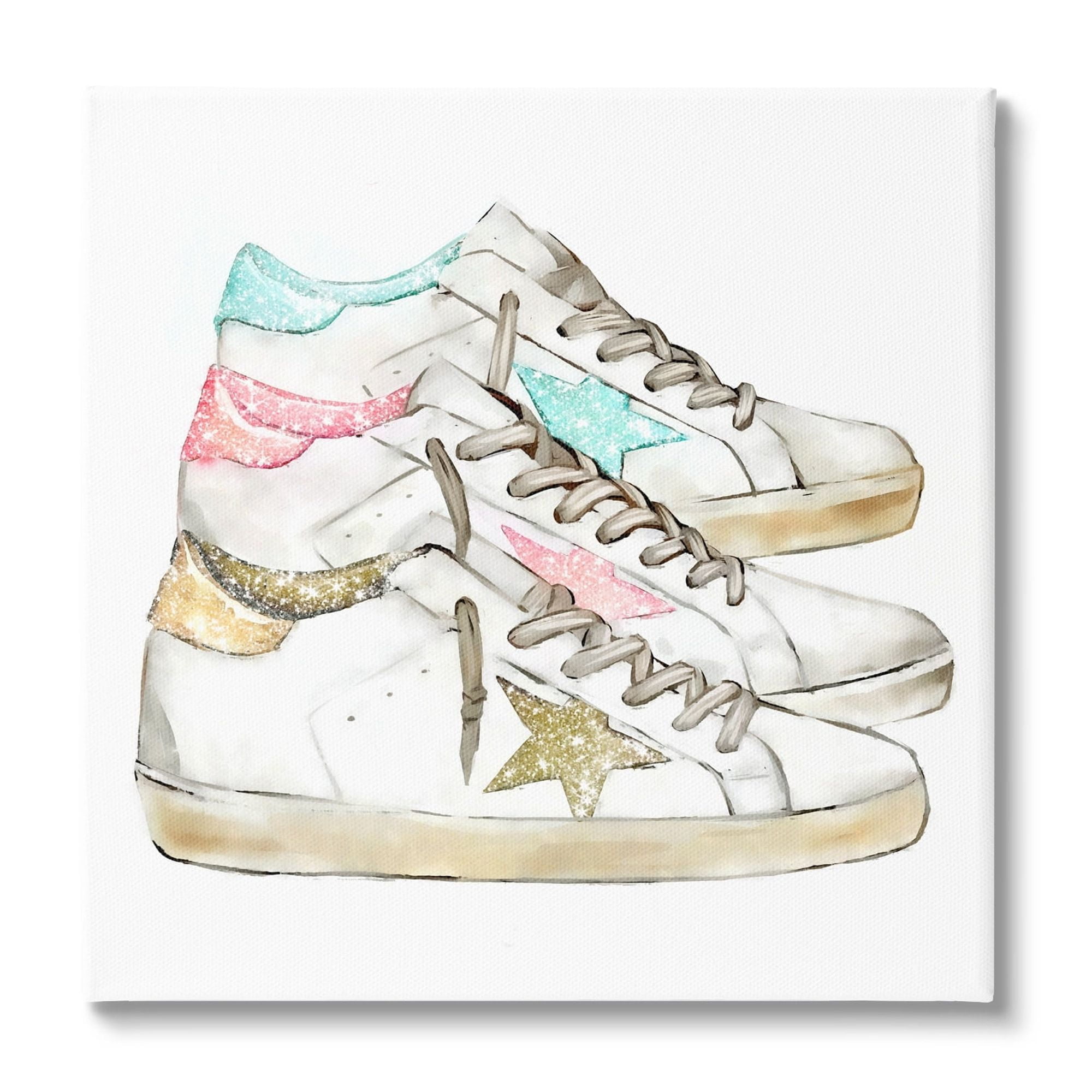 Stupell Industries Pastel Glam Fashion Sneakers Beauty & Fashion Painting Gallery Wrapped Canvas Print Wall Art