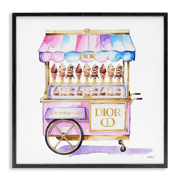 Stupell Industries Pastel Glam Ice Cream Black Framed Giclee Art design by Amanda Greenwood, 17 x 17