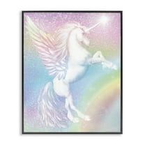 Stupell Industries Pastel Glitz Unicorn Fantasy & Sci-Fi Painting Black Framed Art Print Wall Art, 11 x 14