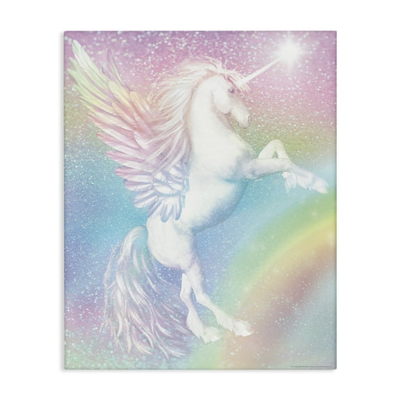 Stupell Industries Pastel Glitz Unicorn Fantasy & Sci-Fi Painting Wrapped Canvas Art Print Wall Art, 16 x 20