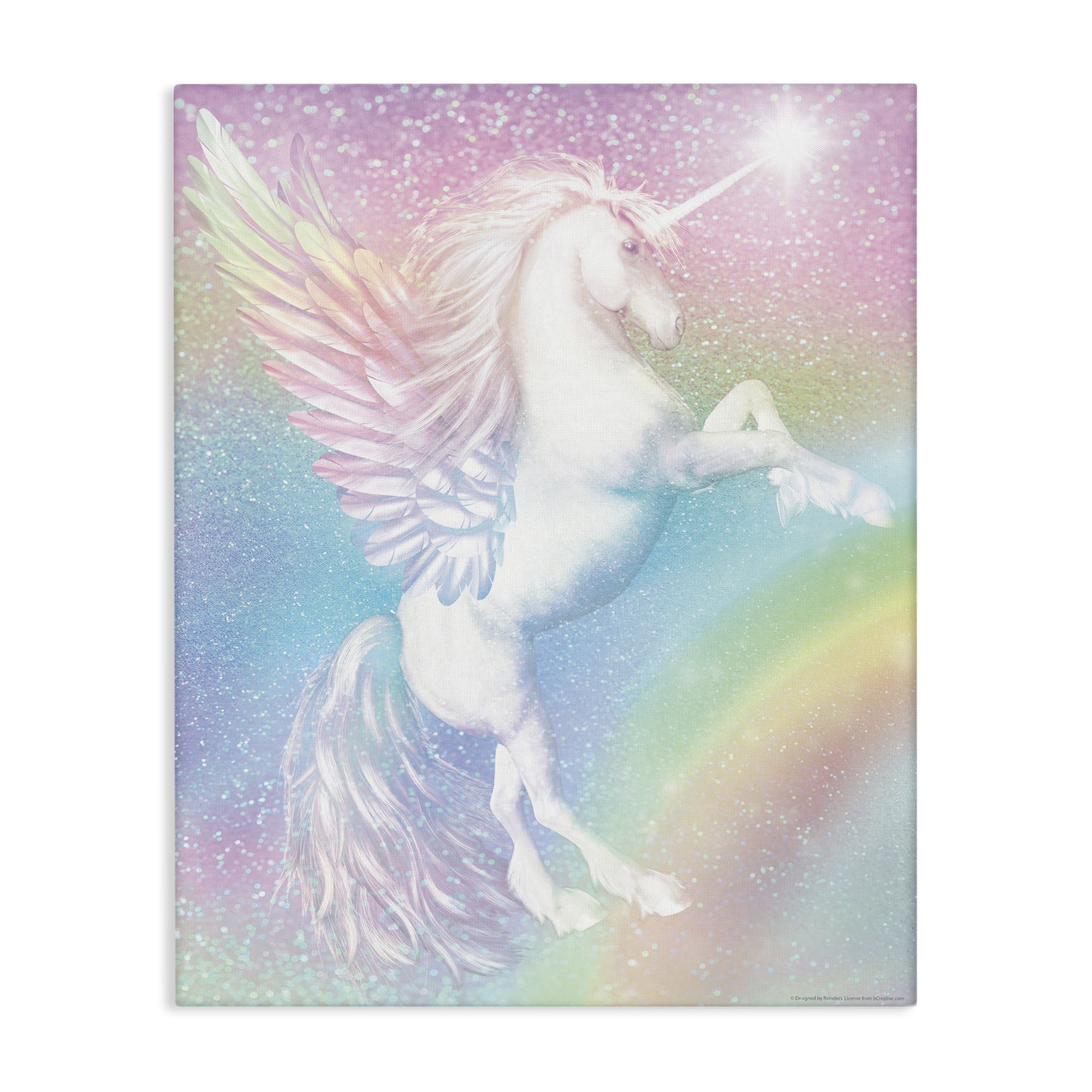 Stupell Industries Pastel Glitz Unicorn Fantasy & Sci-Fi Painting Wrapped Canvas Art Print Wall Art, 24 x 30
