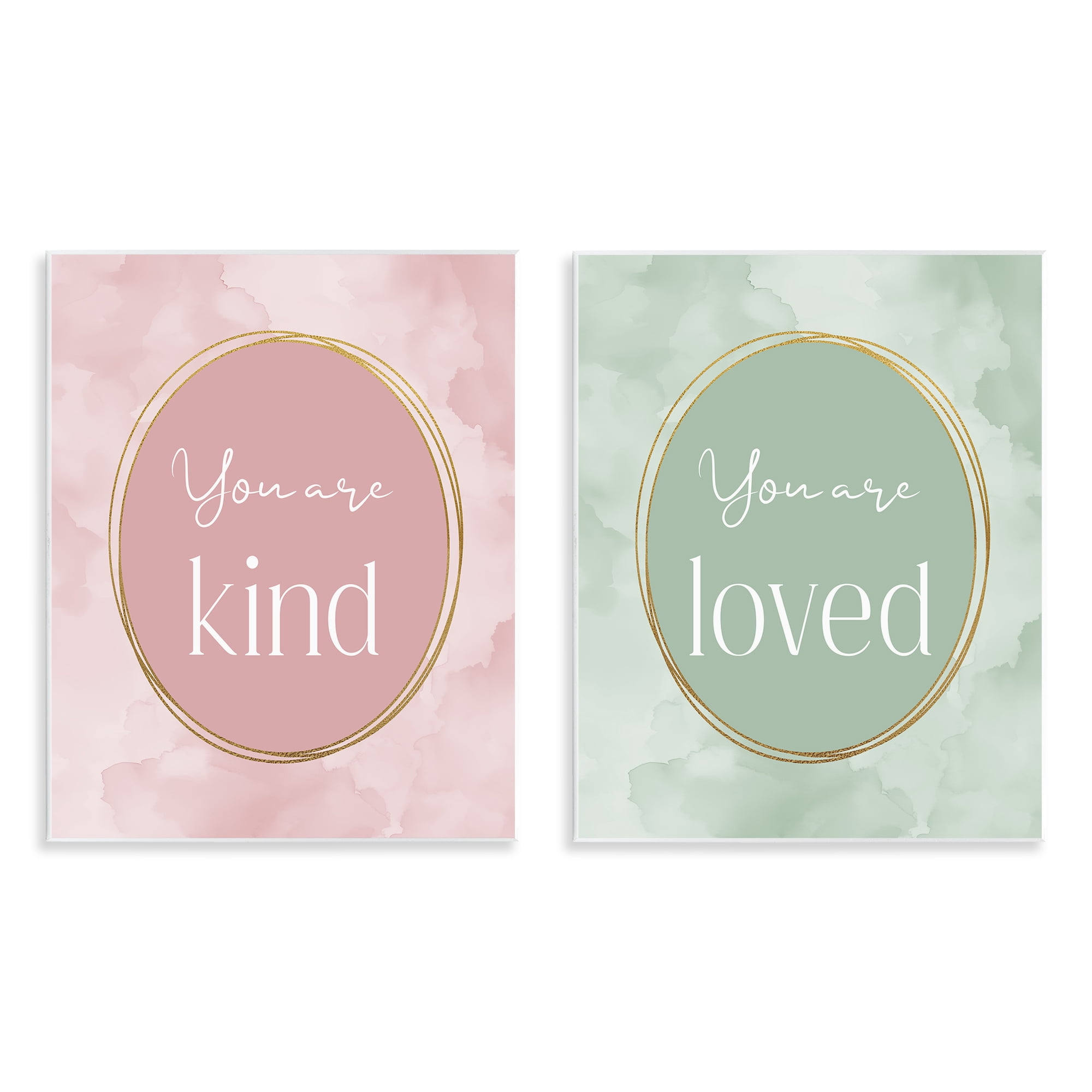 Stupell Industries Pastel Golden Affirmations 2 Piece Wall Plaque Art Set, design by Christine Simpson Art