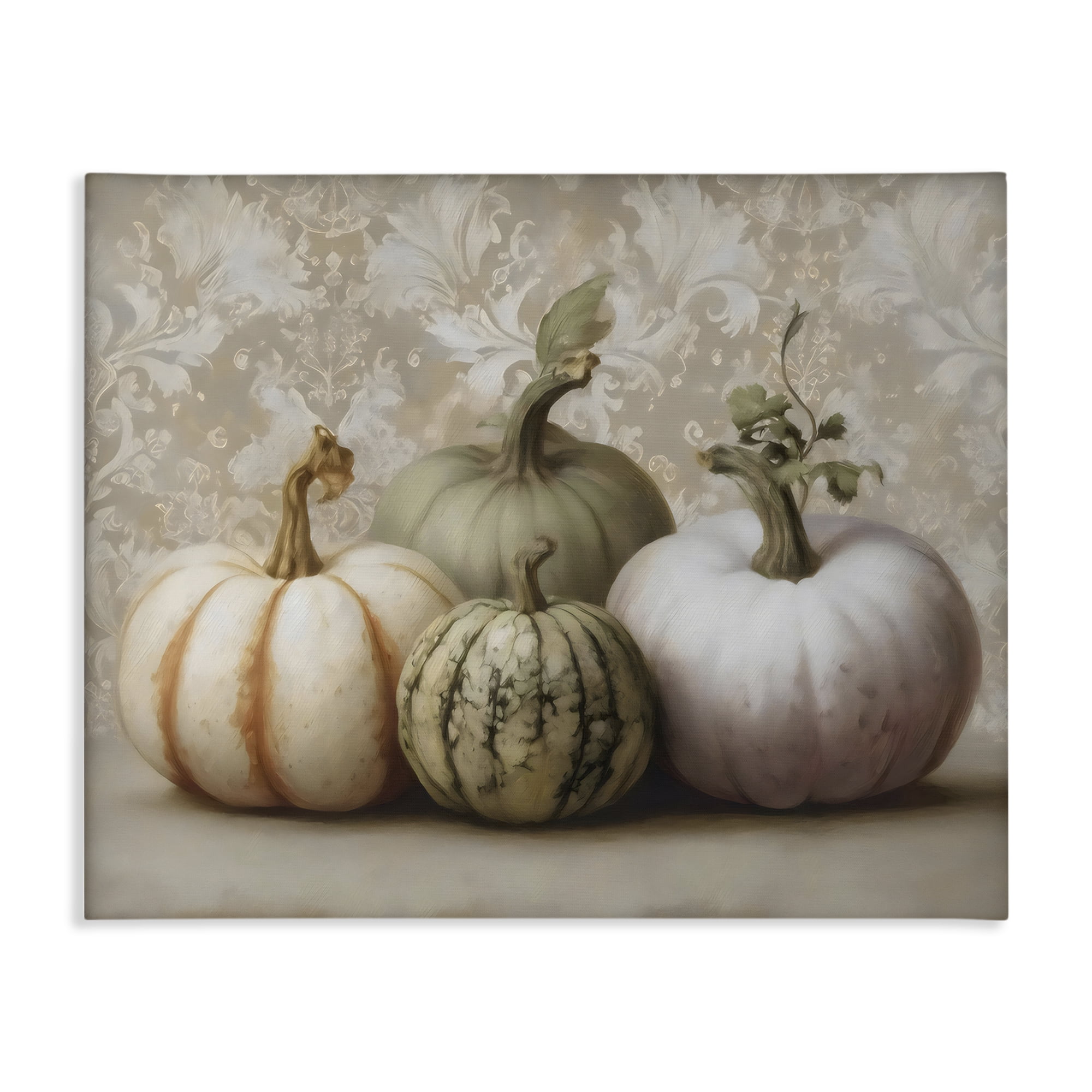 Stupell Industries Pastel Gourds on Vintage Pattern Canvas Wall Art, design by Arlington Prints
