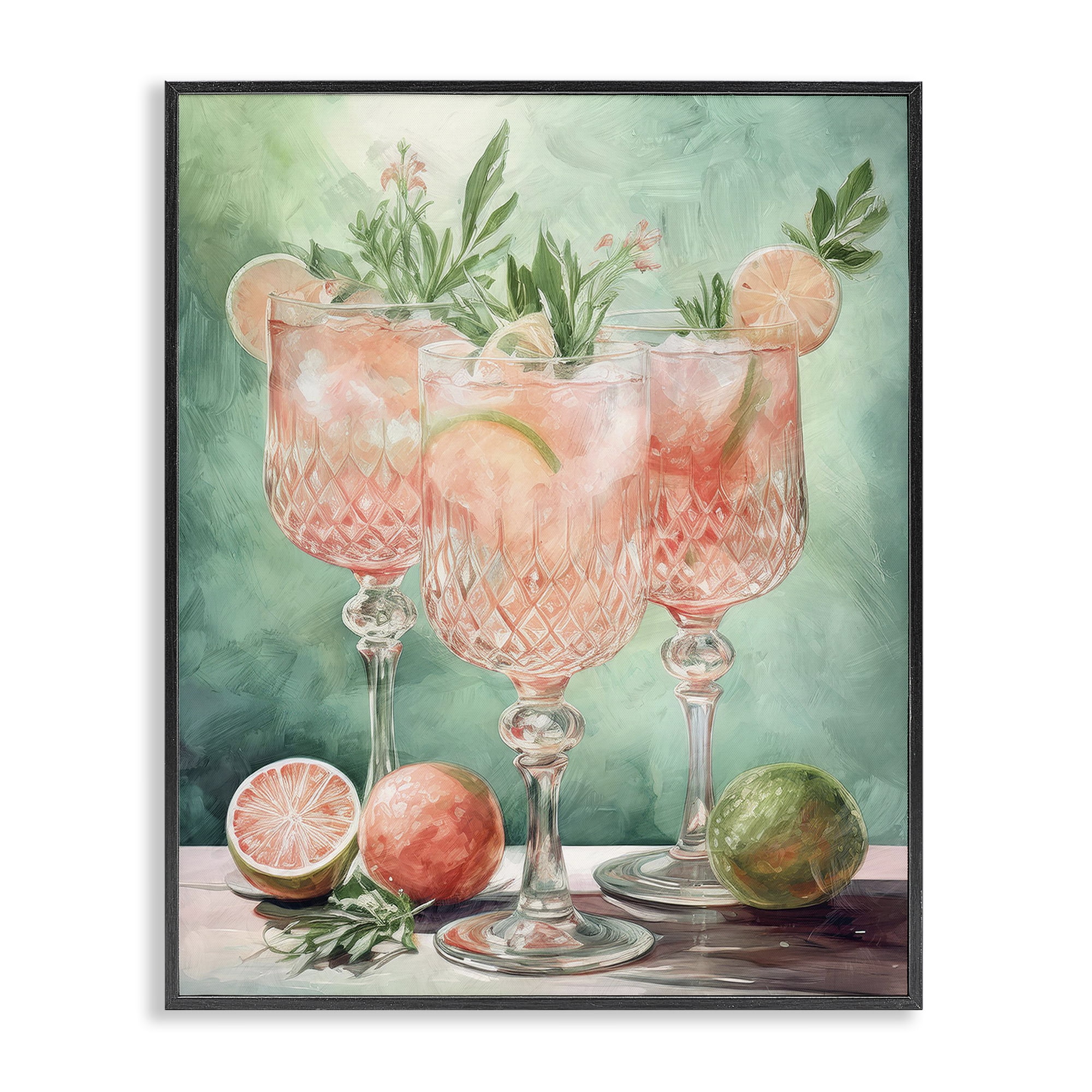 Stupell Industries Pastel Grapefruit Cocktails Food & Beverage Painting Black Framed Art Print Wall Art, 16 x 20
