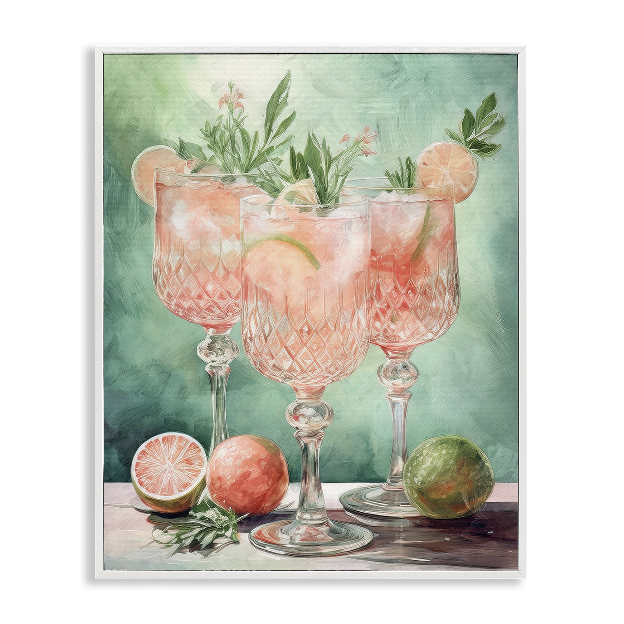 Stupell Industries Pastel Grapefruit Cocktails Food & Beverage Painting White Framed Art Print Wall Art, 24 x 30