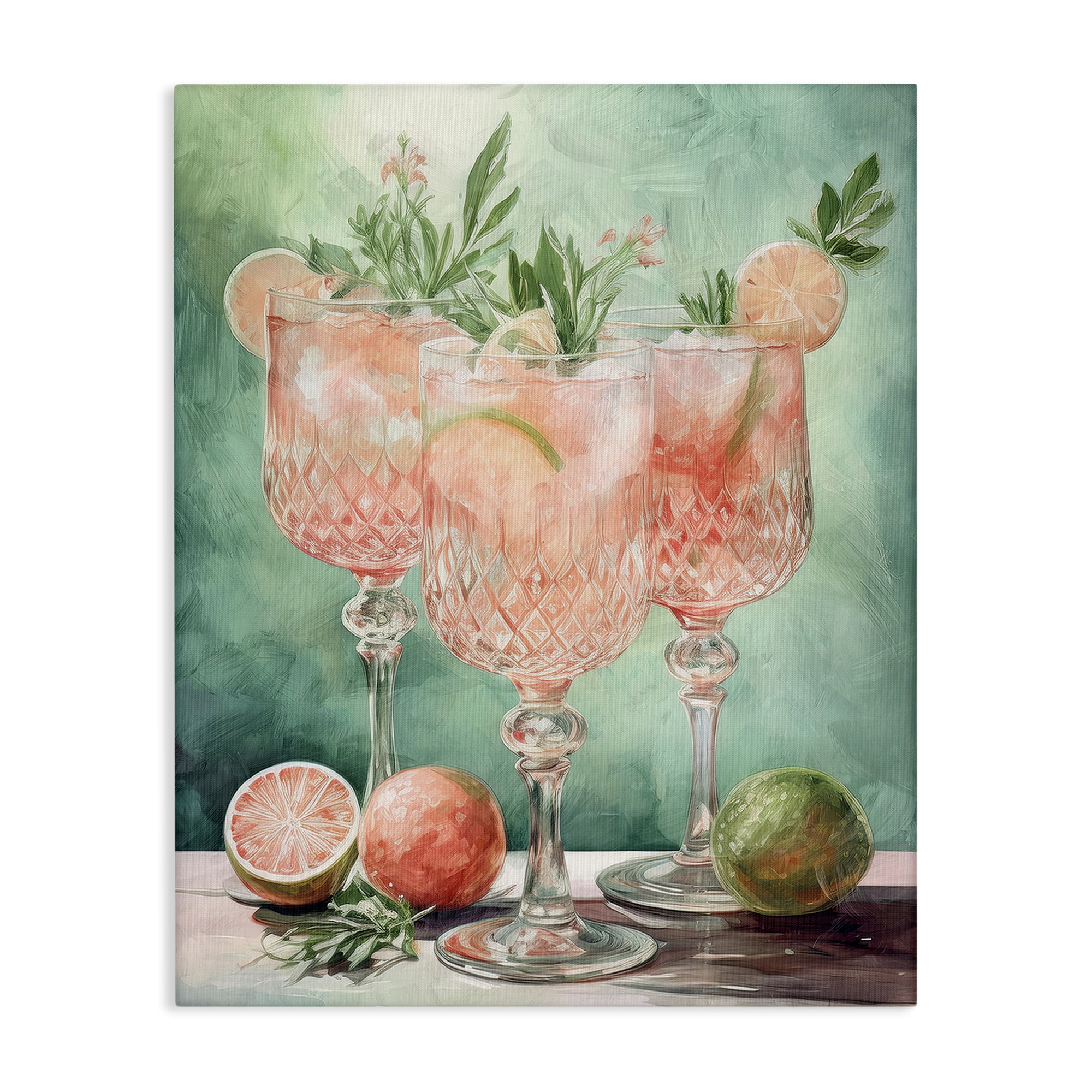 Stupell Industries Pastel Grapefruit Cocktails Food & Beverage Painting Wrapped Canvas Art Print Wall Art, 36 x 48