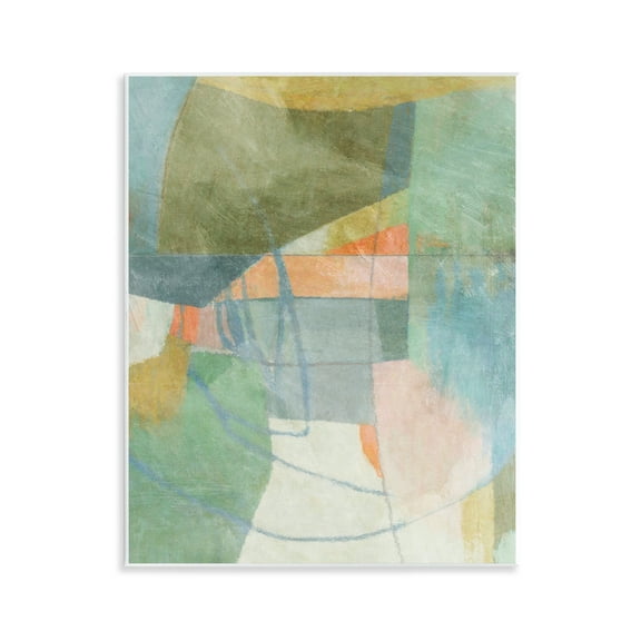 Stupell Industries Pastel & Green Shapes Abstract Painting Unframed Art Print Wall Art, 11 x 14