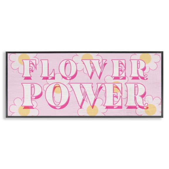 Stupell Industries Pastel Groovy Flower Power Black Framed Giclee Art design by Lil' Rue, 10 x 24