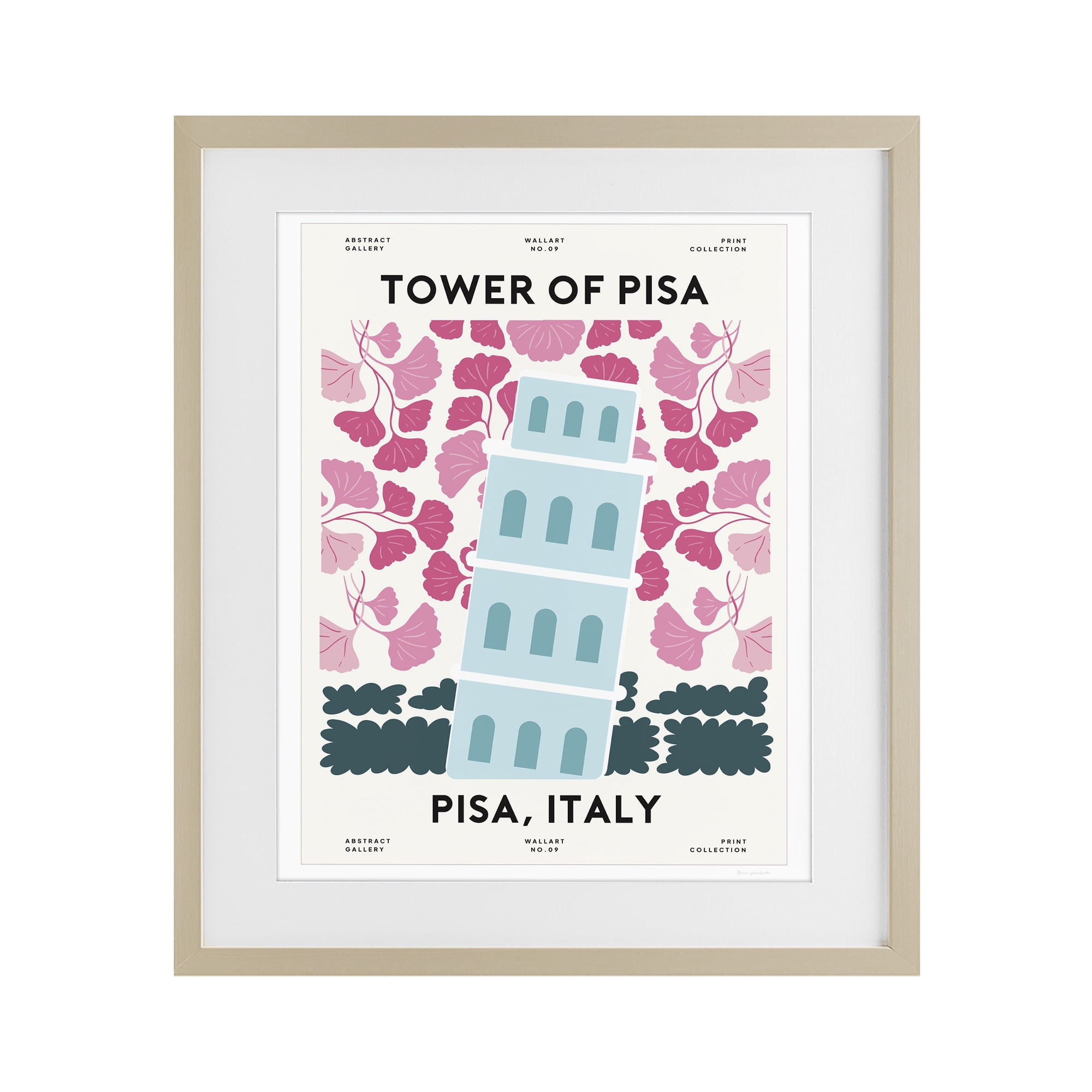 Stupell Industries Pastel Groovy Tower of Pisa Birch Framed Print Under Glass, design by Omar Escalante