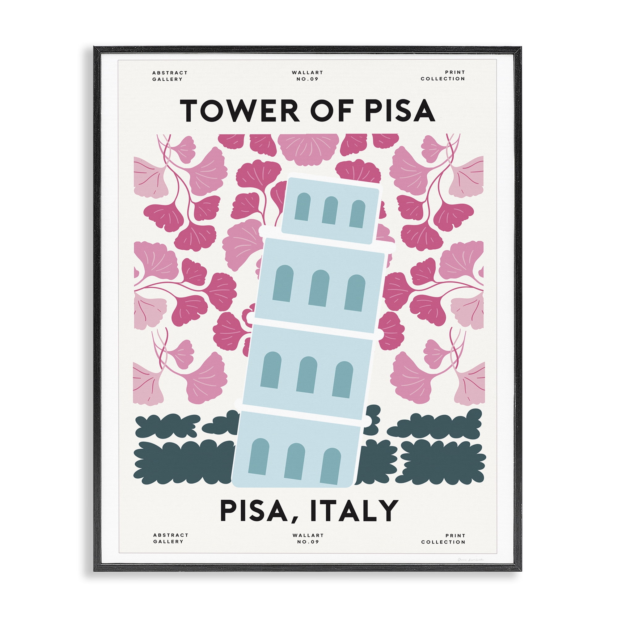 Stupell Industries Pastel Groovy Tower of Pisa Black Framed Giclee Art, design by Omar Escalante