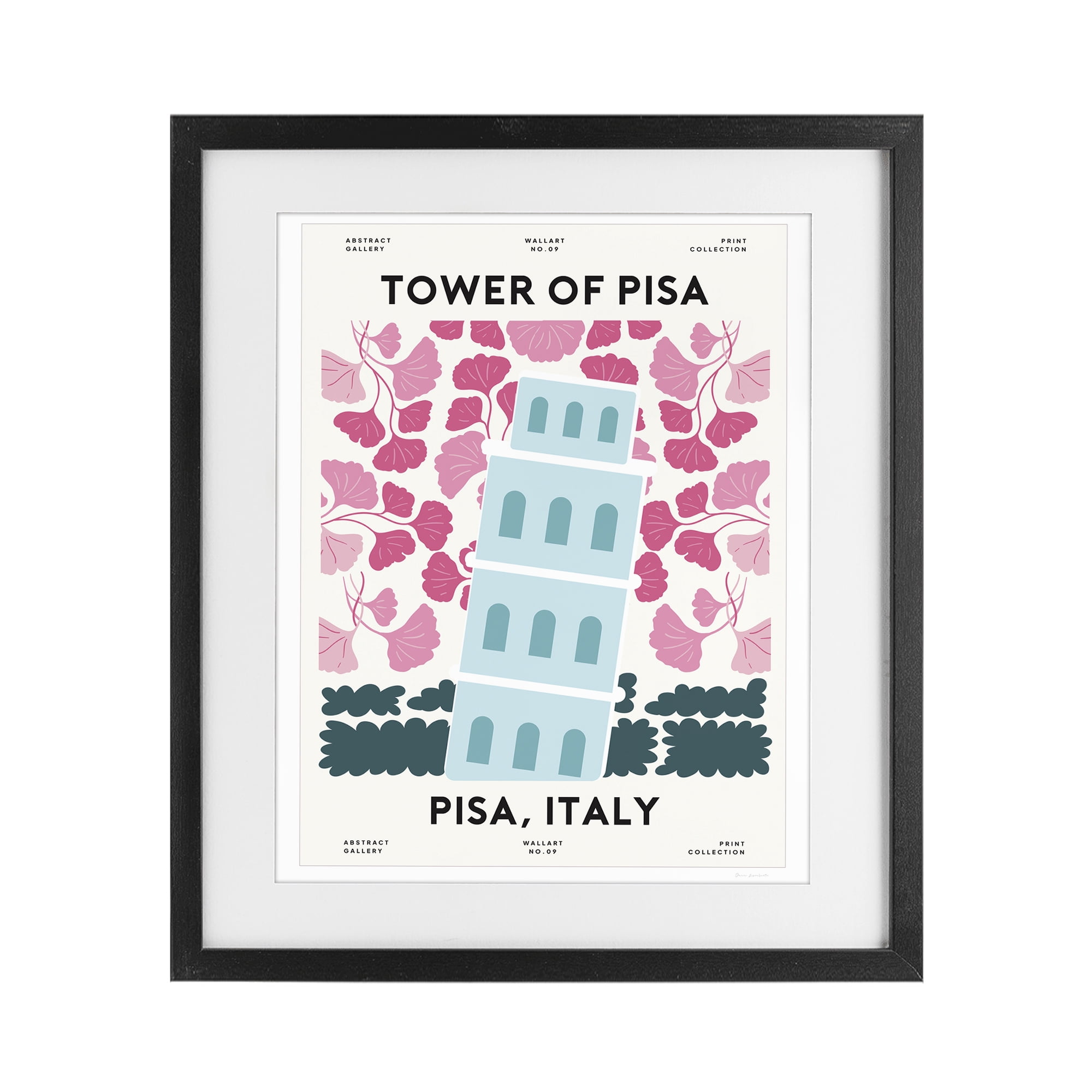 Stupell Industries Pastel Groovy Tower of Pisa Black Framed Print Under Glass, design by Omar Escalante
