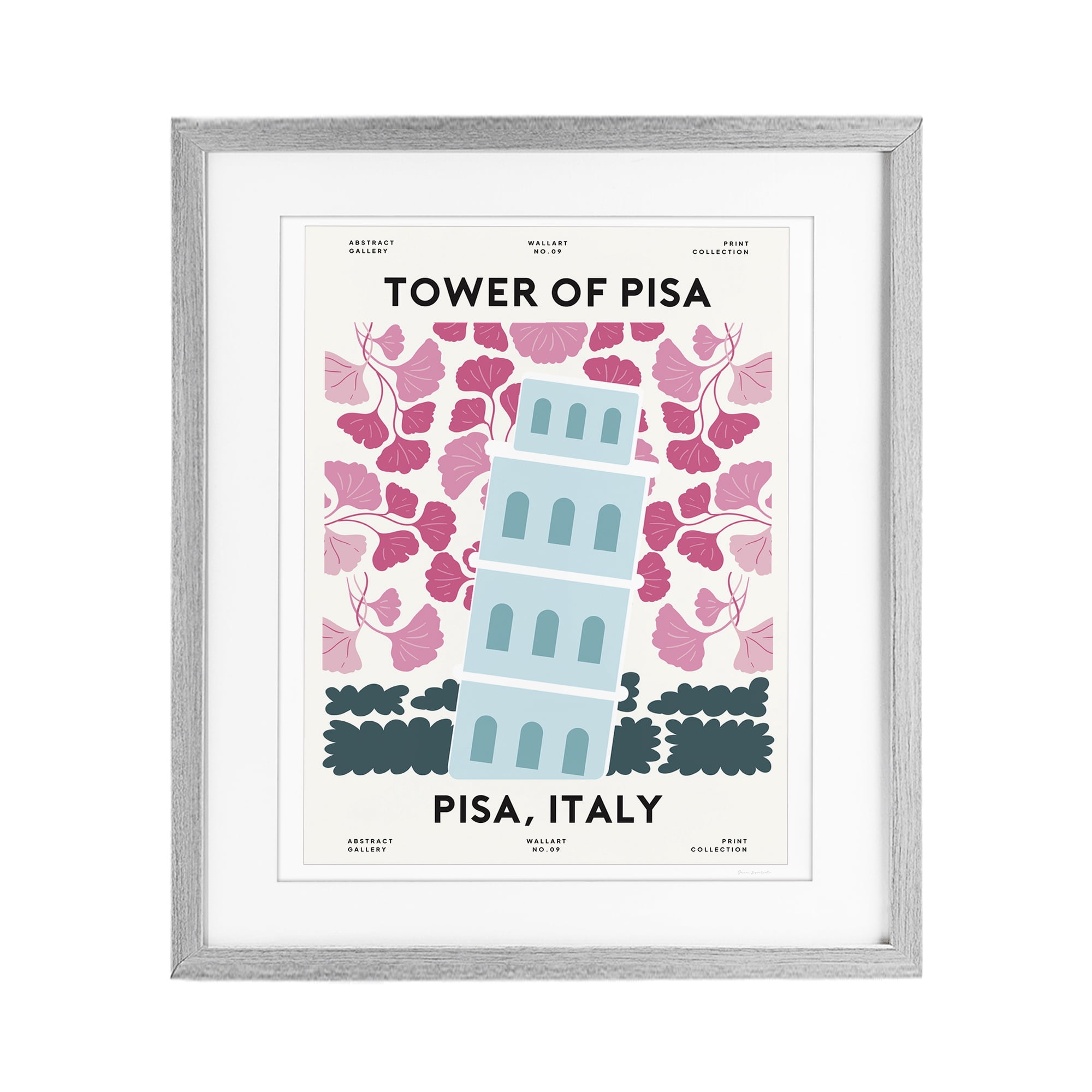 Stupell Industries Pastel Groovy Tower of Pisa Gray Framed Print Under Glass, design by Omar Escalante