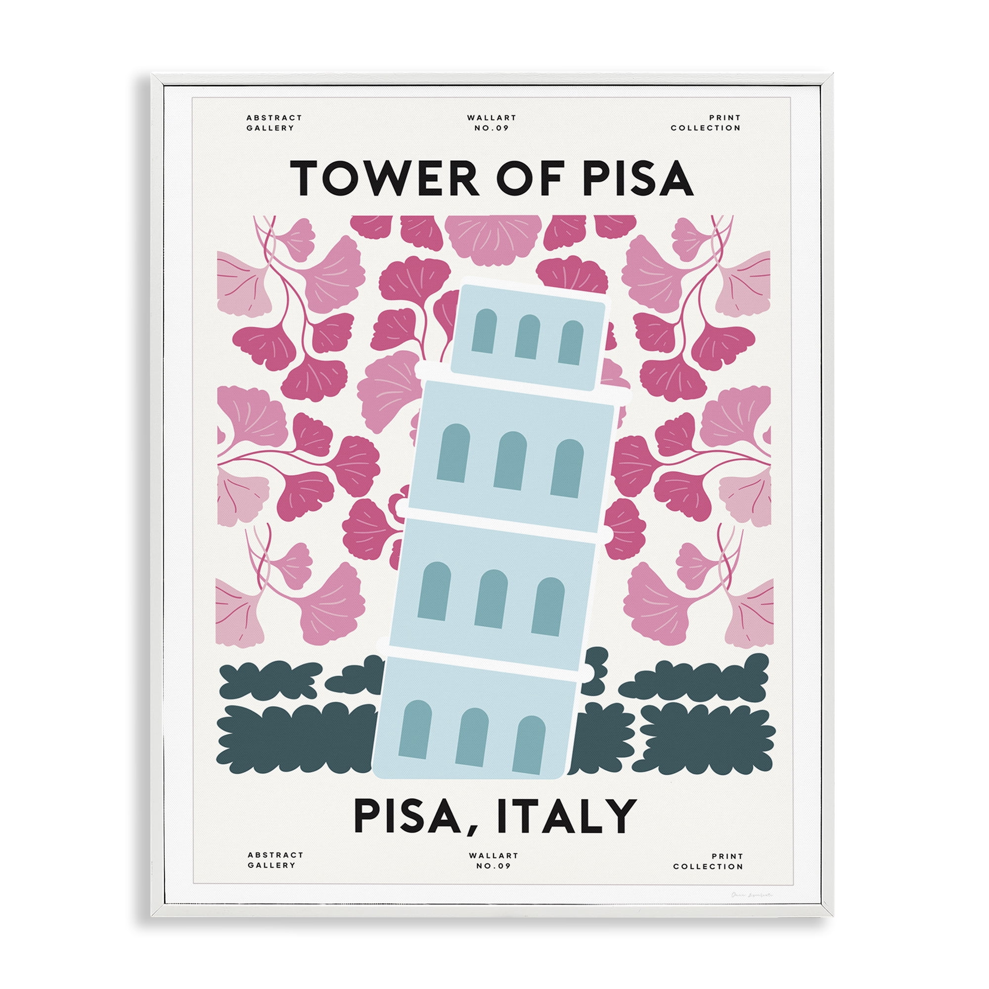 Stupell Industries Pastel Groovy Tower of Pisa White Framed Giclee Art, design by Omar Escalante