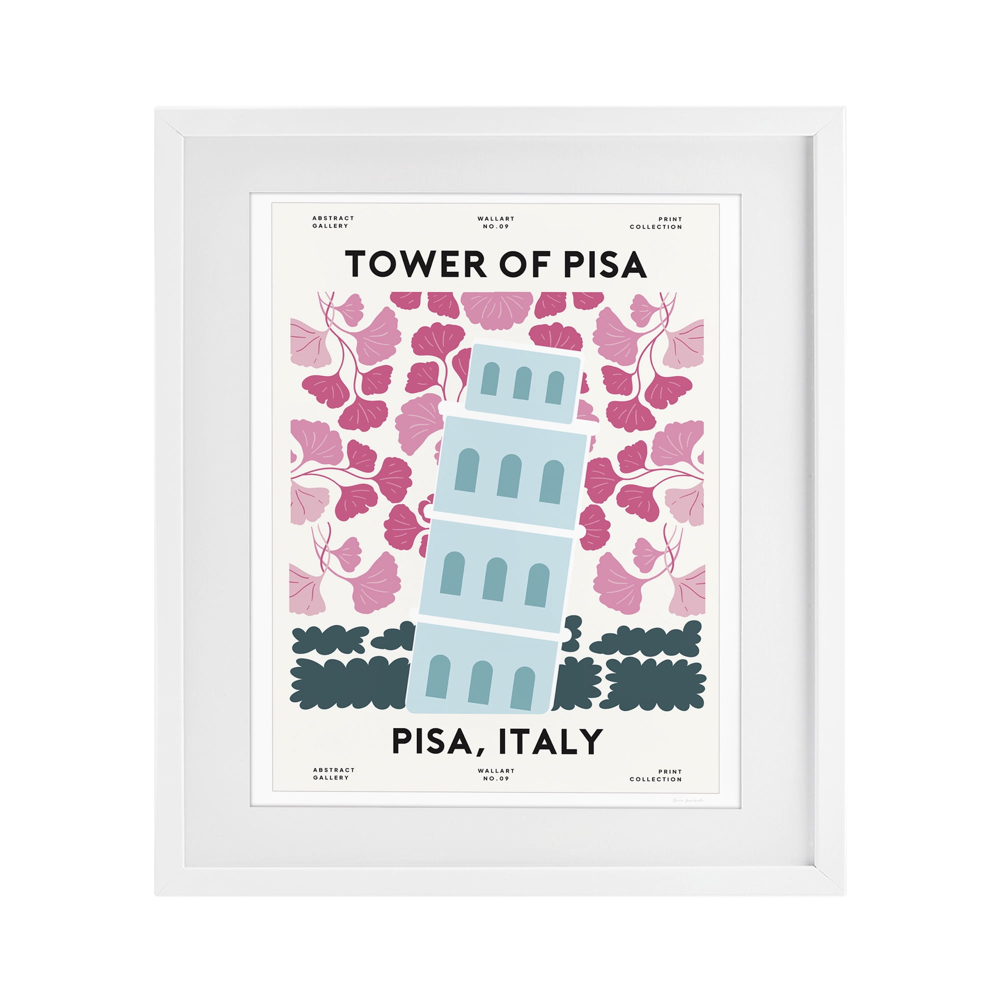 Stupell Industries Pastel Groovy Tower of Pisa White Framed Print Under Glass, design by Omar Escalante