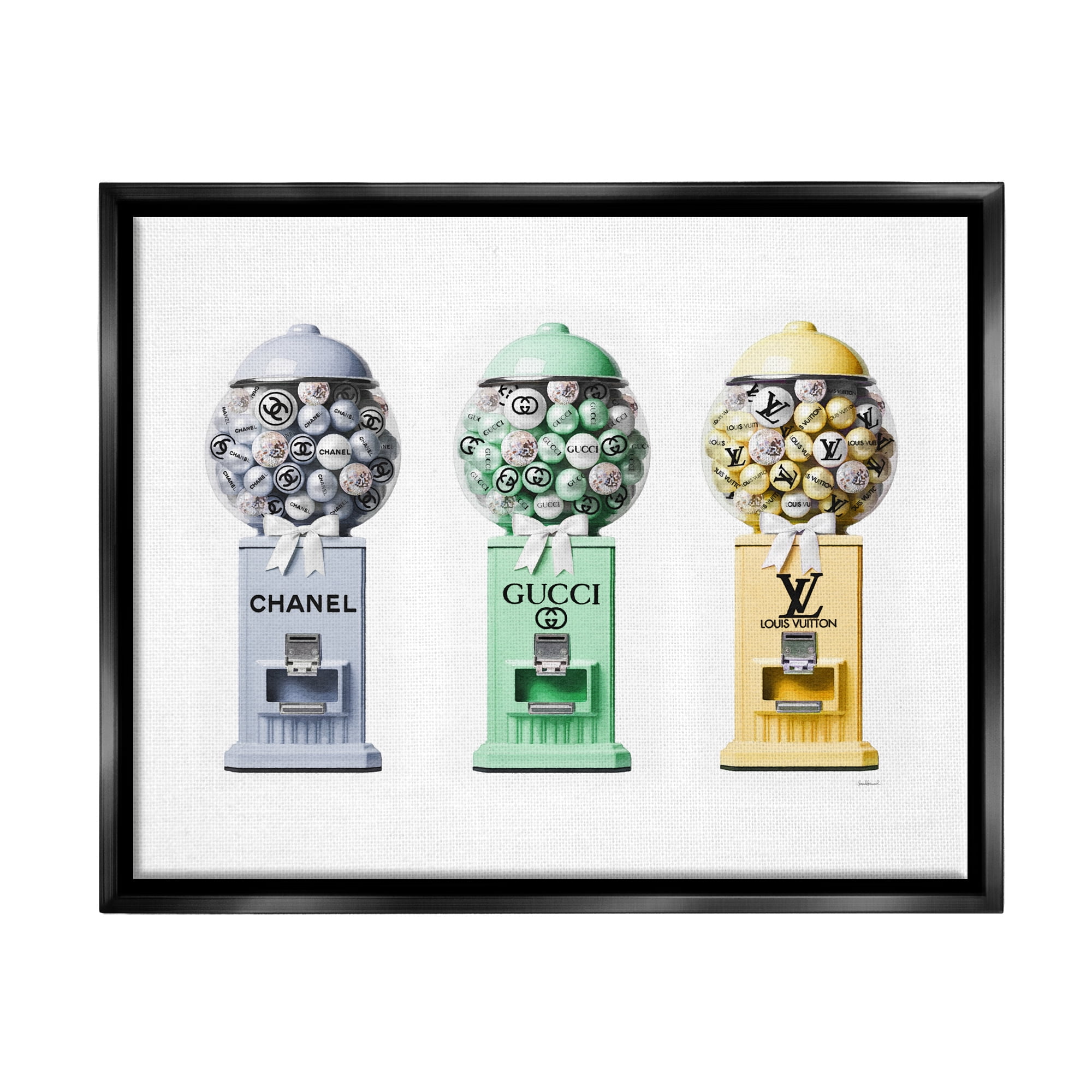 Stupell Industries Pastel Gumball Machines Beauty & Fashion Painting Black Floater Framed Canvas Art Print Wall Art, 31 x 25