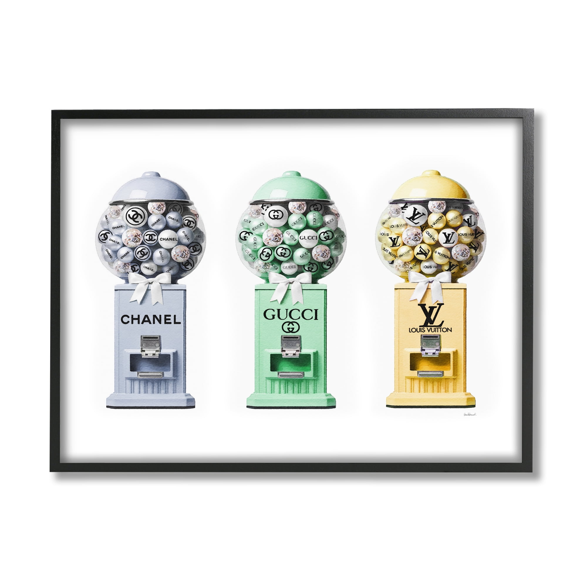 Stupell Industries Pastel Gumball Machines Beauty & Fashion Painting Black Framed Art Print Wall Art, 20 x 16