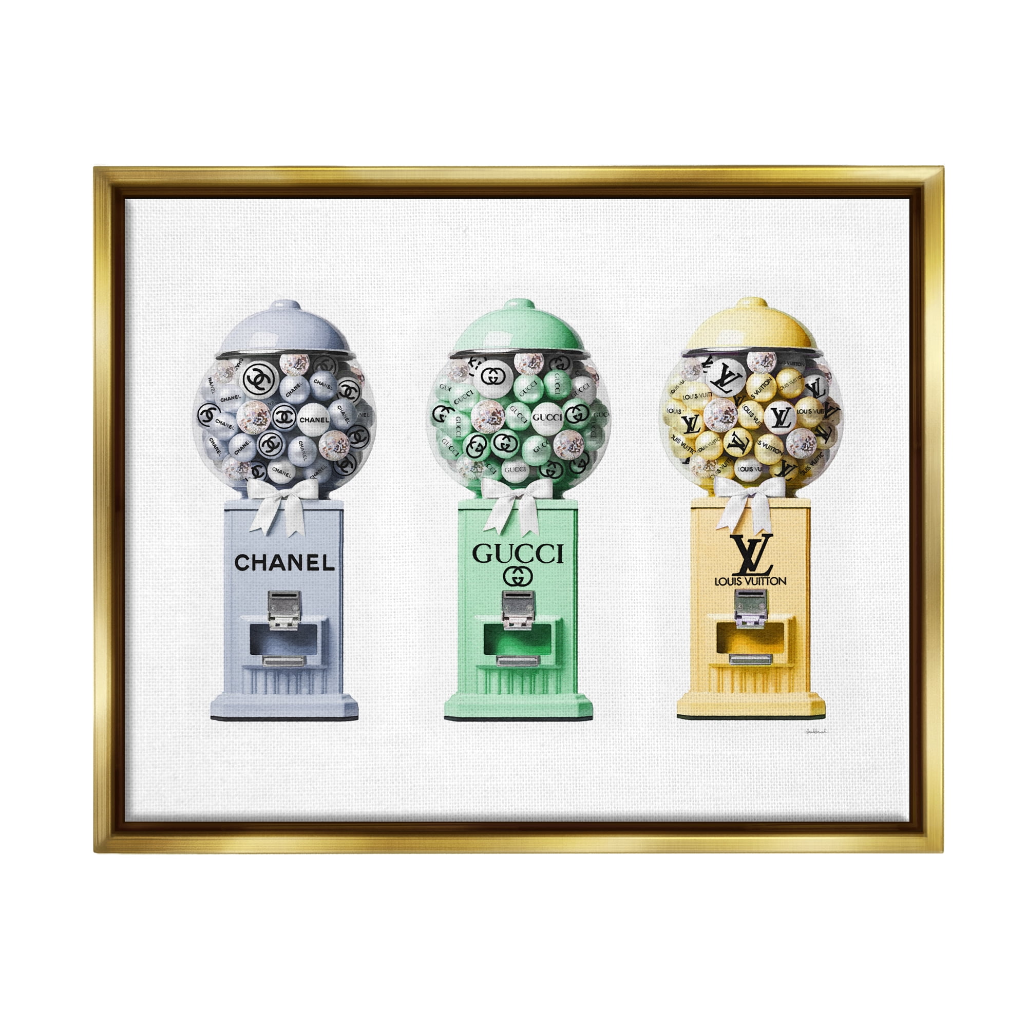 Stupell Industries Pastel Gumball Machines Beauty & Fashion Painting Gold Floater Framed Canvas Art Print Wall Art, 31 x 25