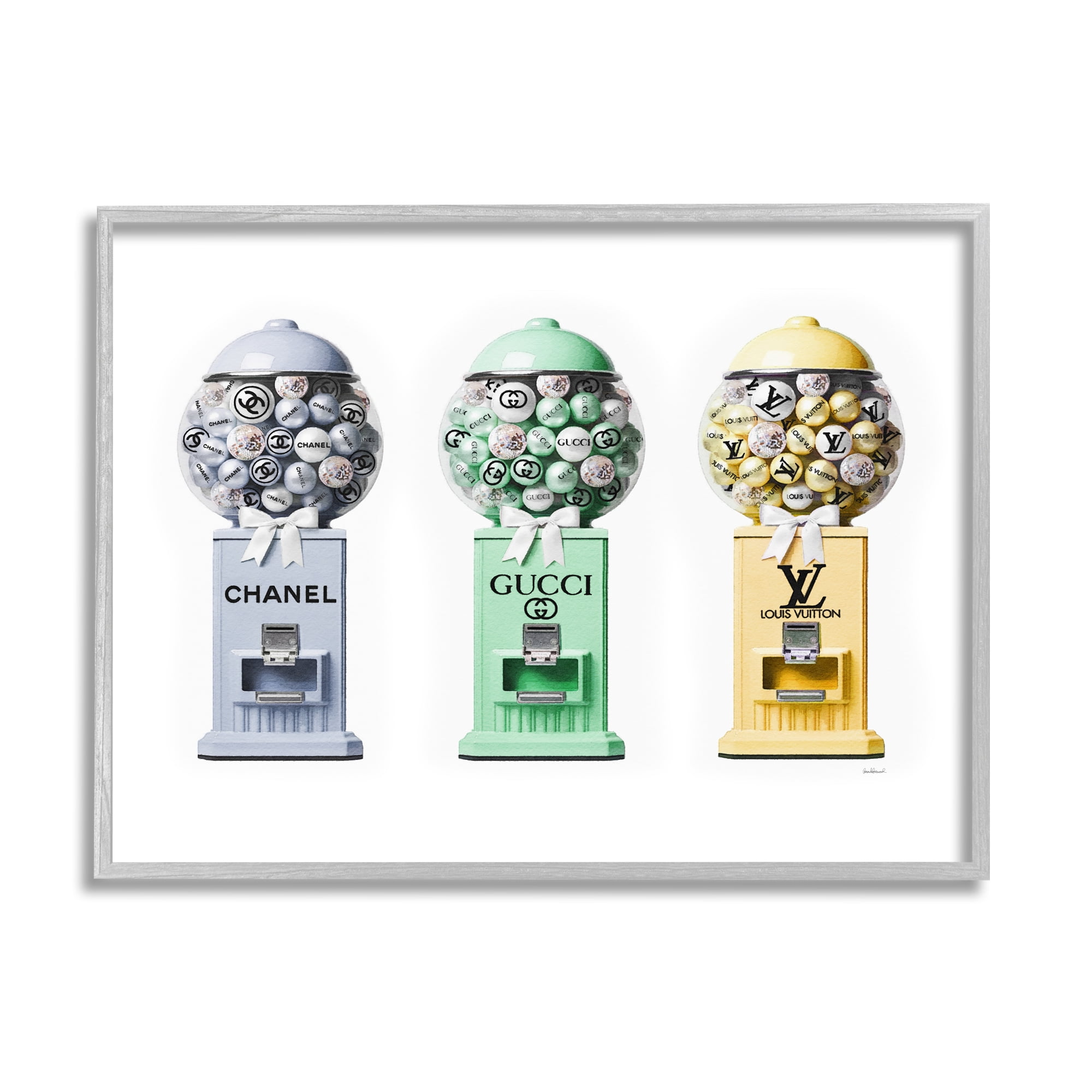 Stupell Industries Pastel Gumball Machines Beauty & Fashion Painting Gray Framed Art Print Wall Art, 20 x 16