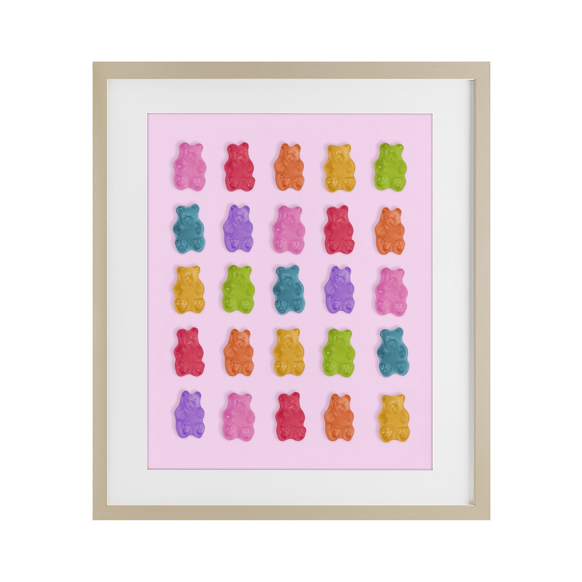 Stupell Industries Pastel Gummies on Pink Birch Framed Print Under Glass, design by LISH Creative