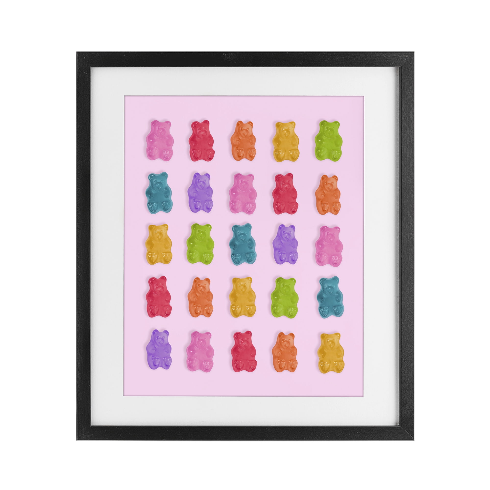 Stupell Industries Pastel Gummies on Pink Black Framed Print Under Glass, design by LISH Creative