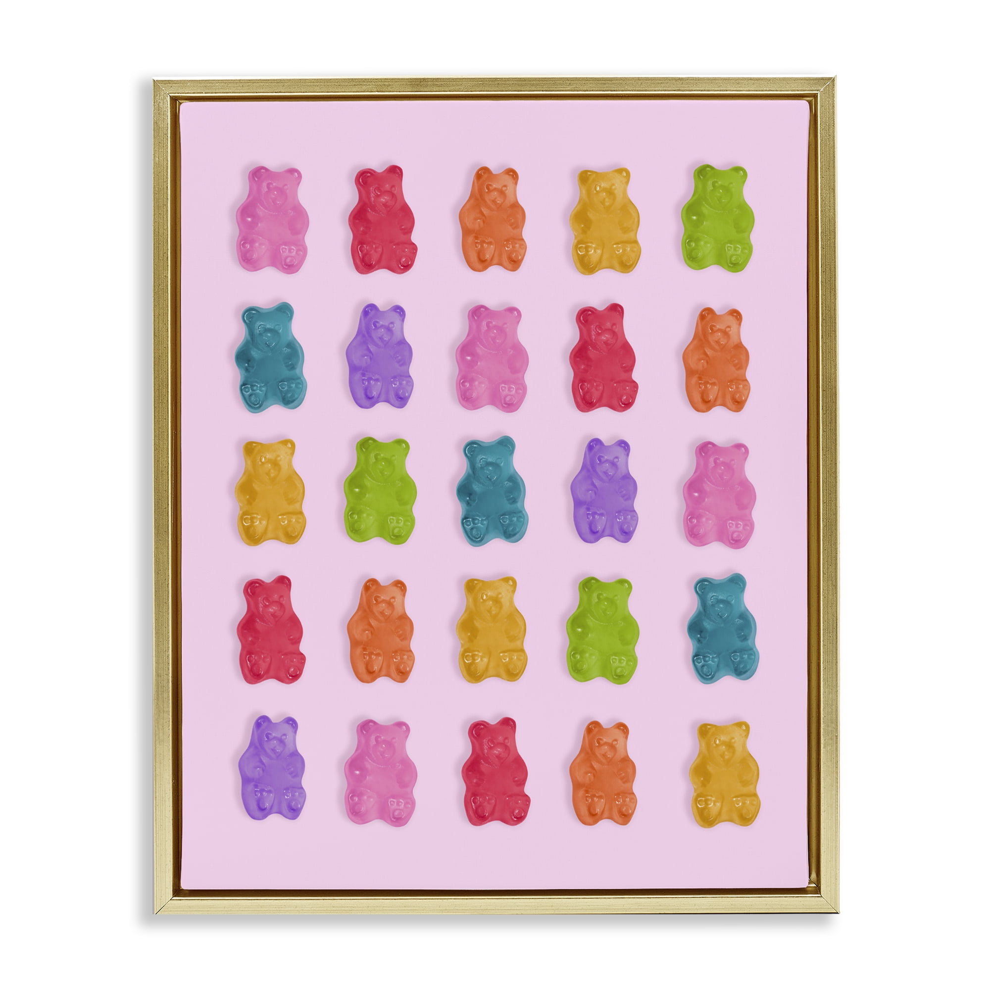 Stupell Industries Pastel Gummies on Pink Gold Framed Floater Canvas Wall Art, design by LISH Creative