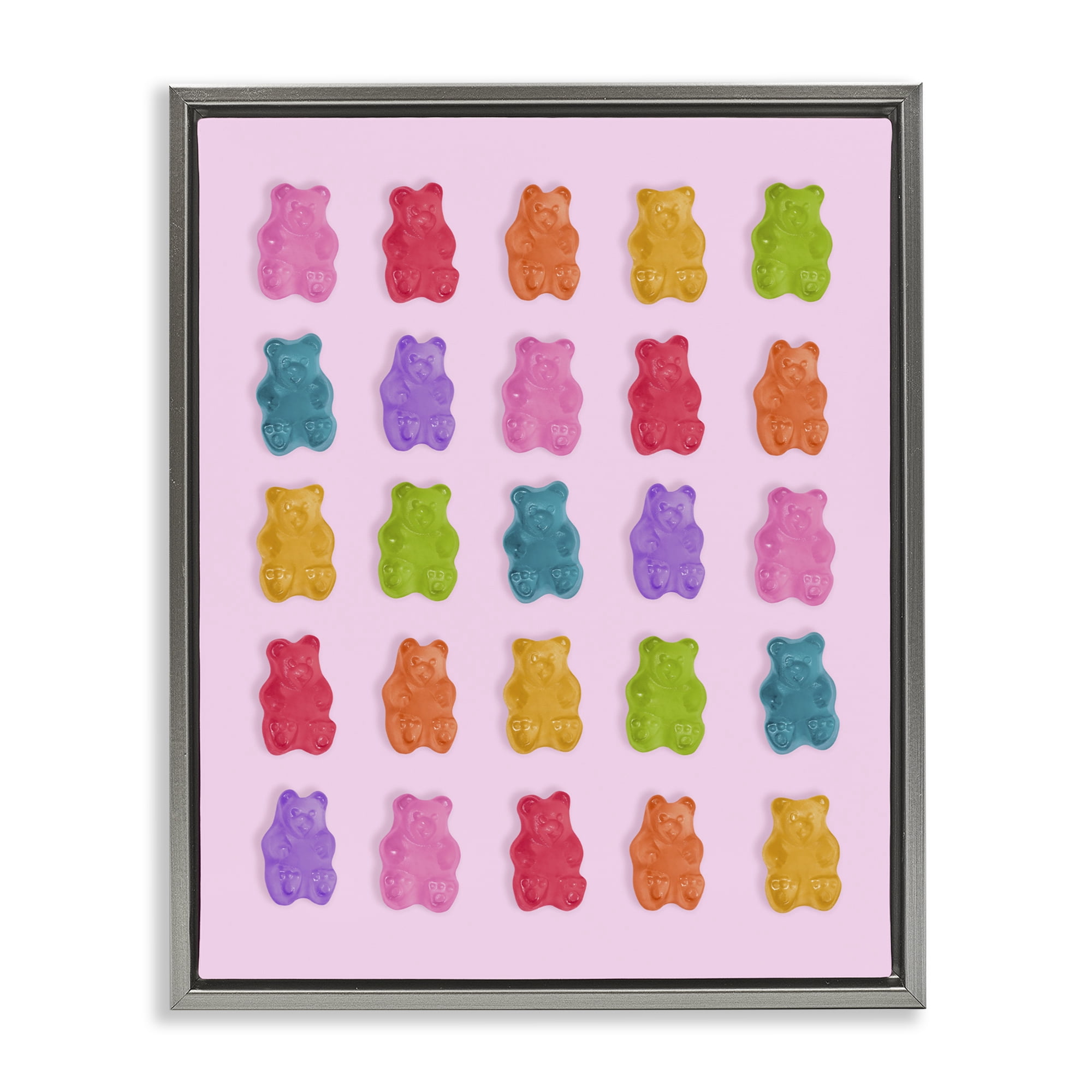 Stupell Industries Pastel Gummies on Pink Gray Framed Floater Canvas Wall Art, design by LISH Creative