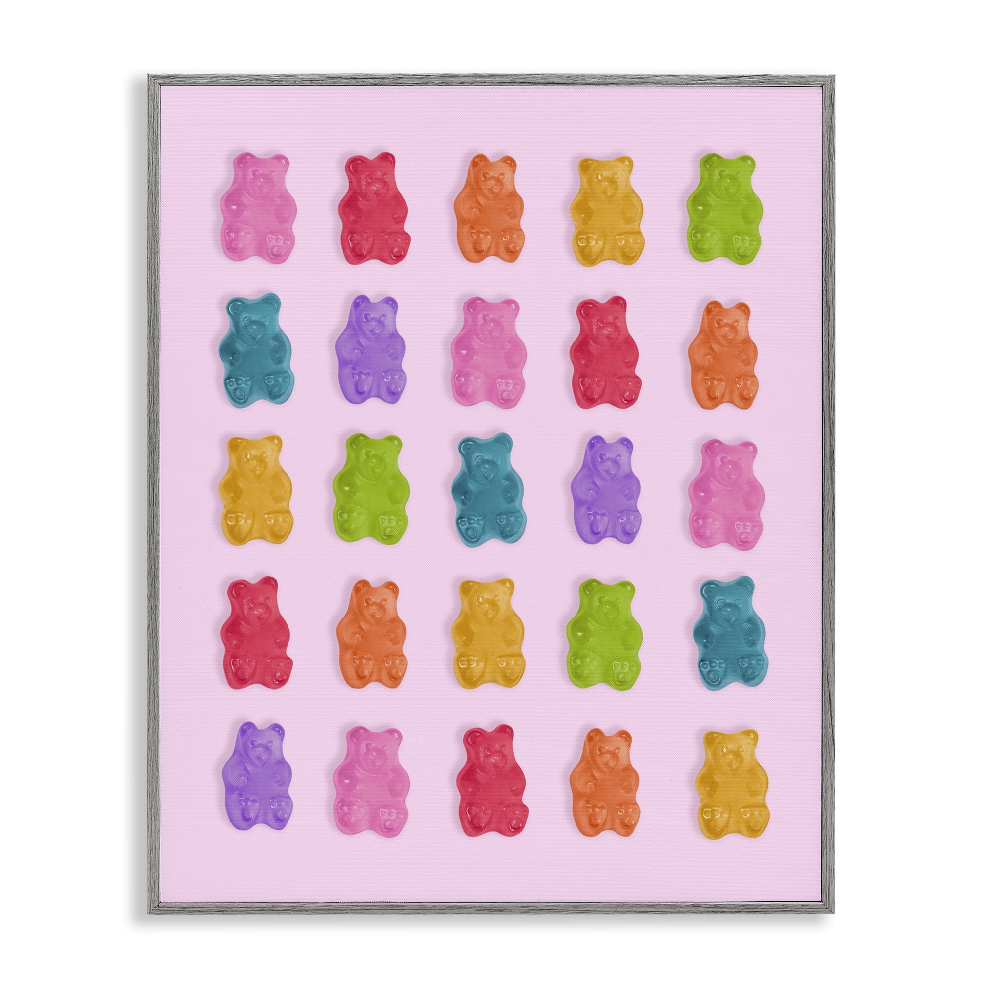 Stupell Industries Pastel Gummies on Pink Gray Framed Giclee Art, design by LISH Creative