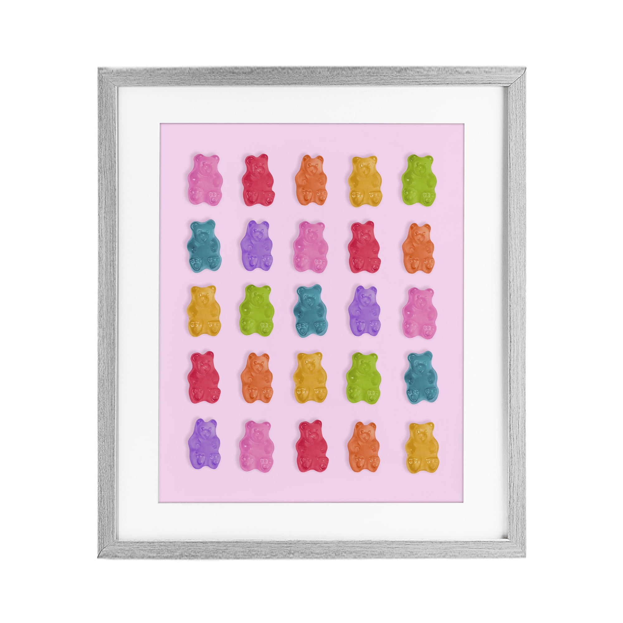 Stupell Industries Pastel Gummies on Pink Gray Framed Print Under Glass, design by LISH Creative