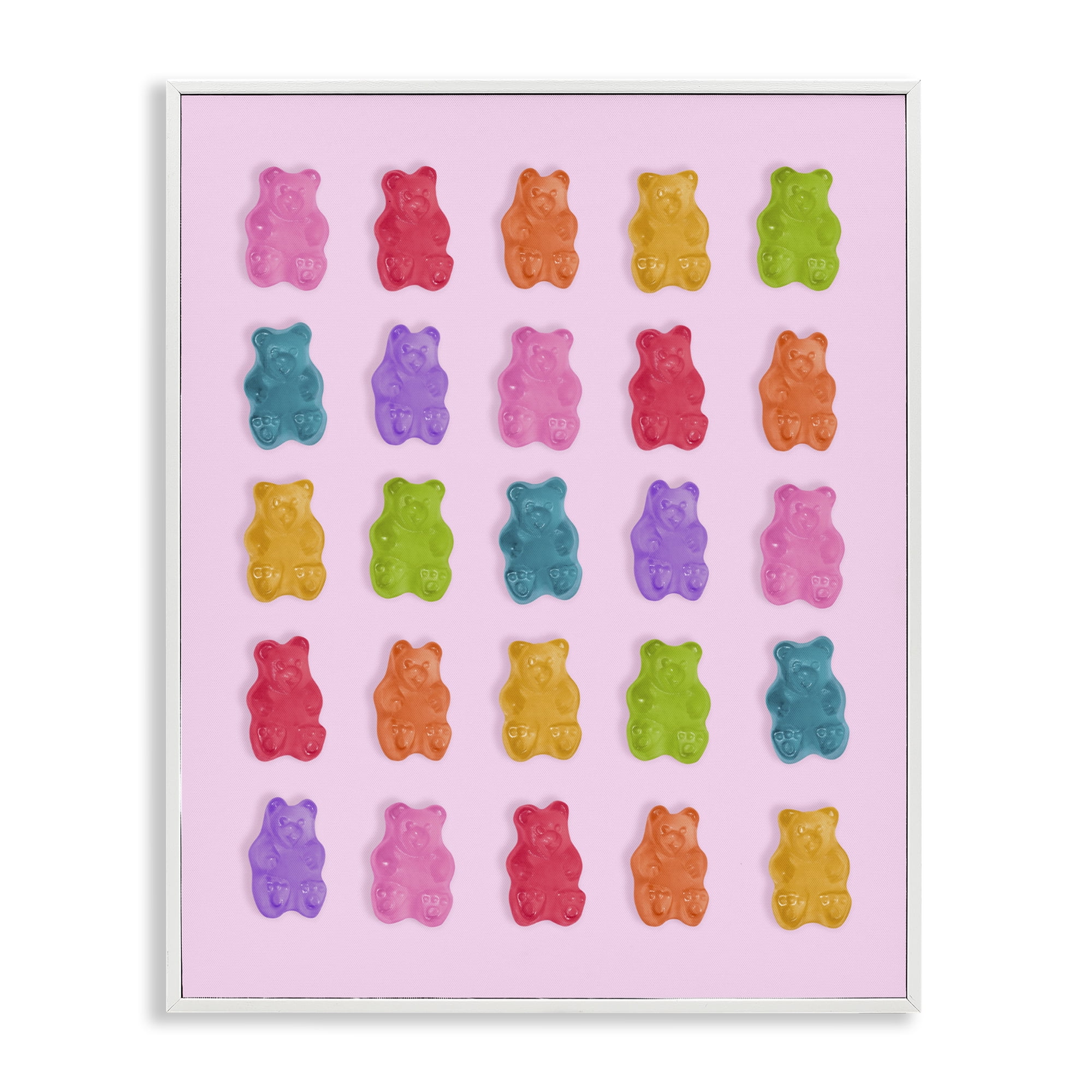 Stupell Industries Pastel Gummies on Pink White Framed Giclee Art, design by LISH Creative