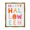 thumbnail image 1 of Stupell Industries Pastel Happy Halloween Text Whimsical Pumpkin Motif Graphic Art Metallic Gold Floating Framed Canvas Print Wall Art, Design by Jess Baskin, 1 of 5