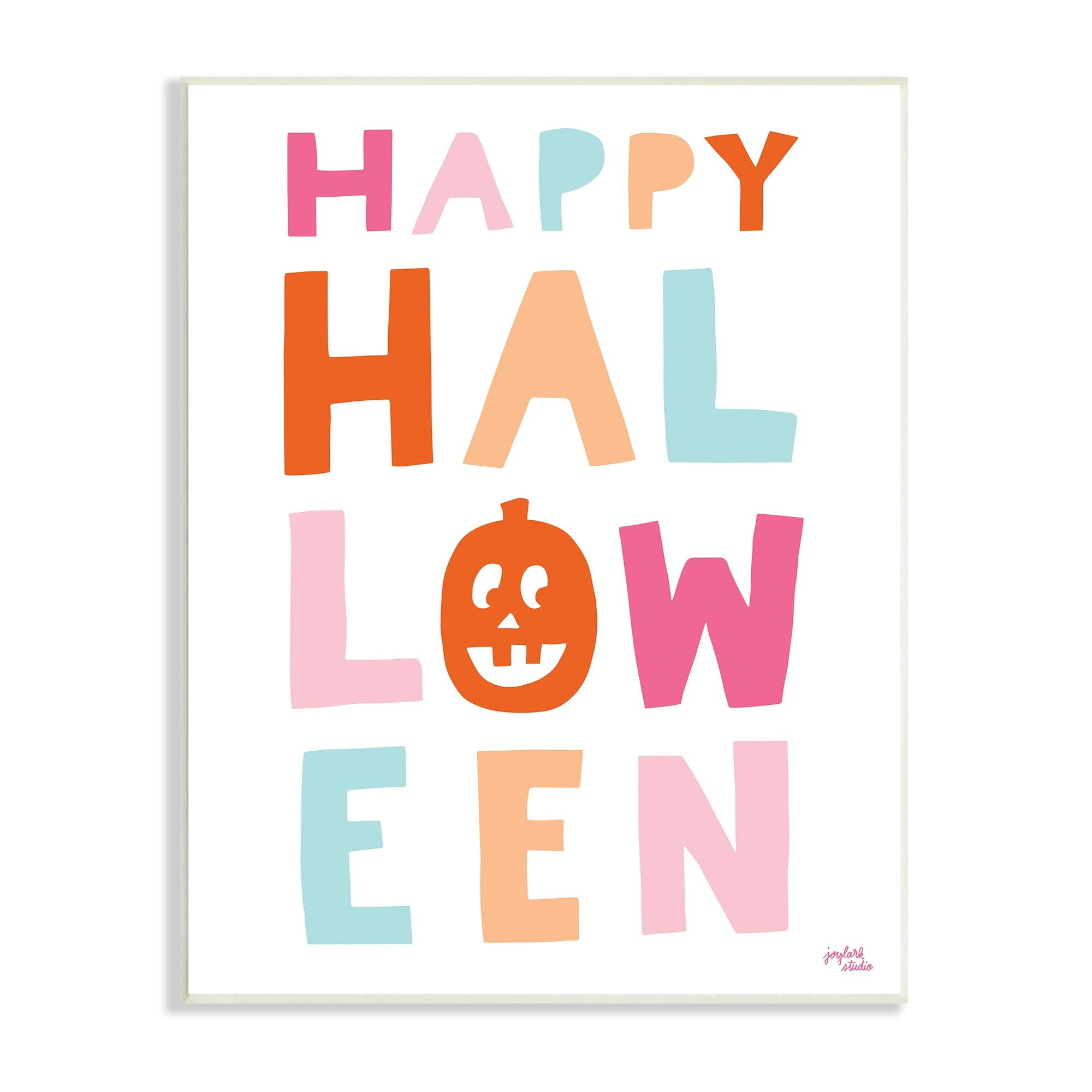 Stupell Industries Pastel Happy Halloween Text Whimsical Pumpkin Motif Graphic Art Unframed Art Print Wall Art, Design by Jess Baskin