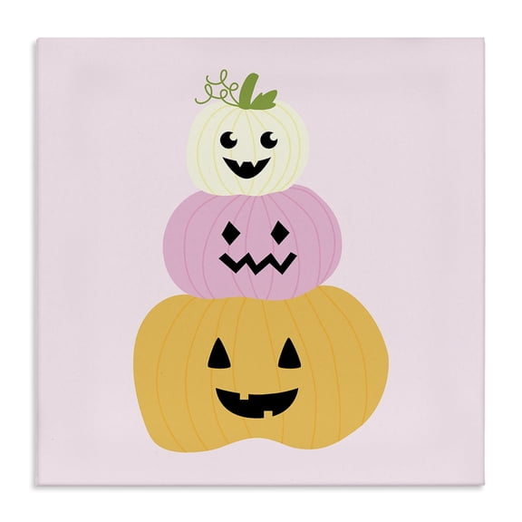 Stupell Industries Pastel Happy Jack-o-Lanterns Country Charm Painting Wrapped Canvas Canvas Art Print Wall Art, 30 x 30