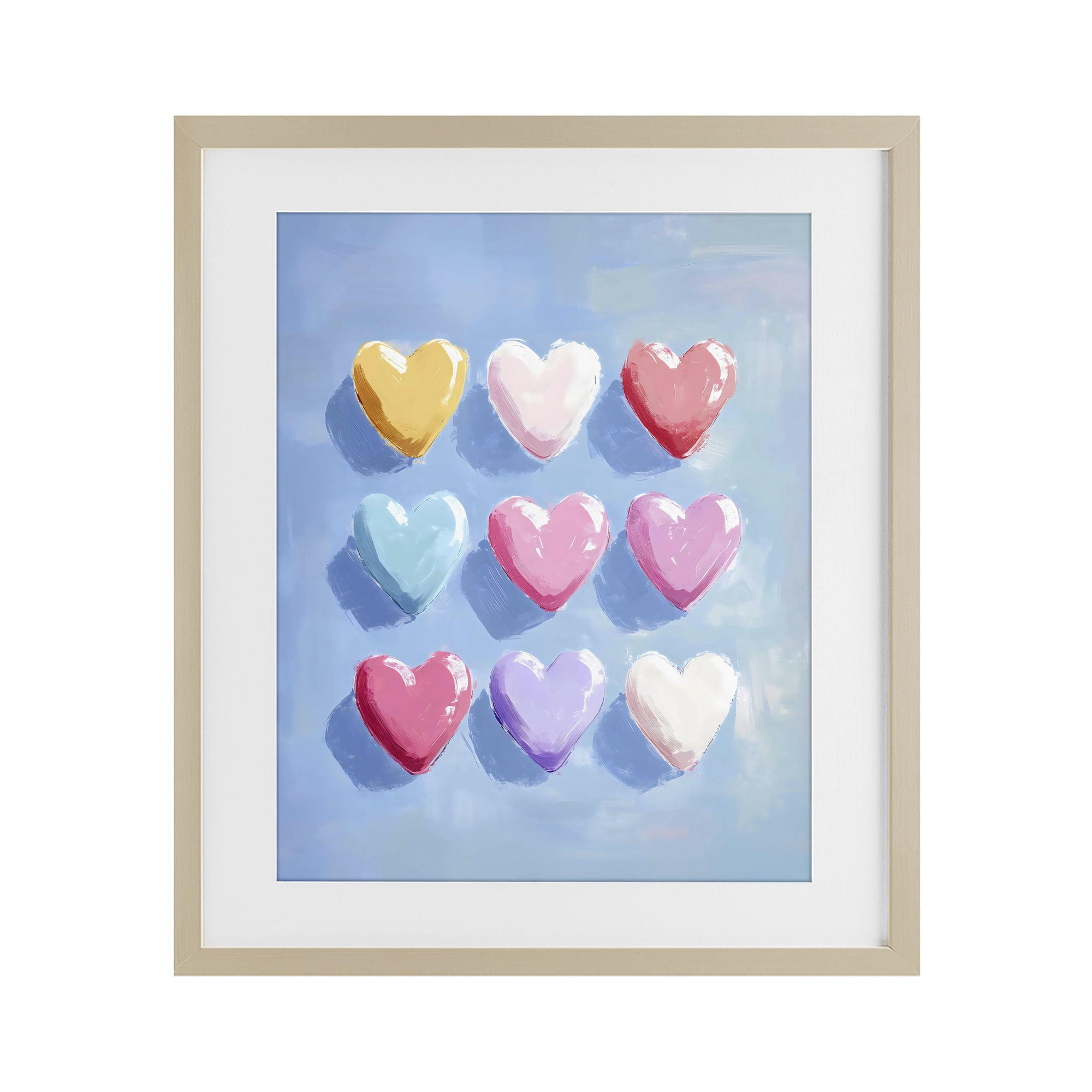 Stupell Industries Pastel Heart Grid Birch Framed Print Under Glass, design by The Prints Vibe