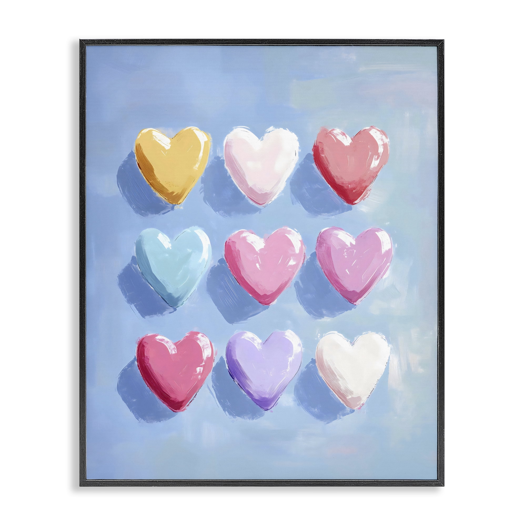 Stupell Industries Pastel Heart Grid Black Framed Giclee Art, design by The Prints Vibe