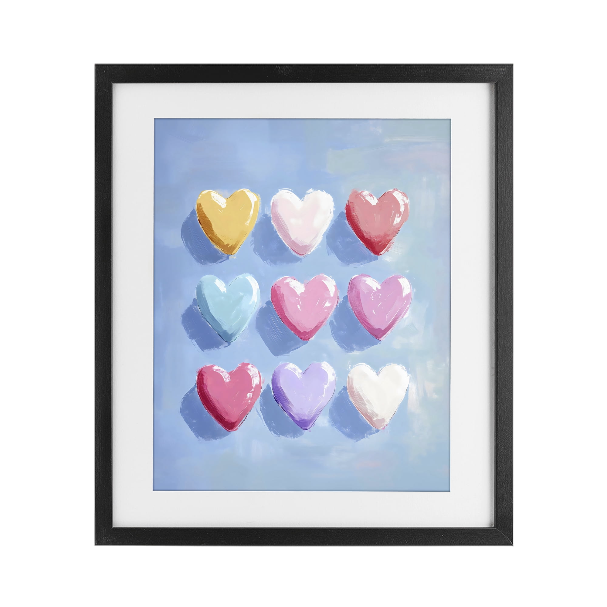 Stupell Industries Pastel Heart Grid Black Framed Print Under Glass, design by The Prints Vibe