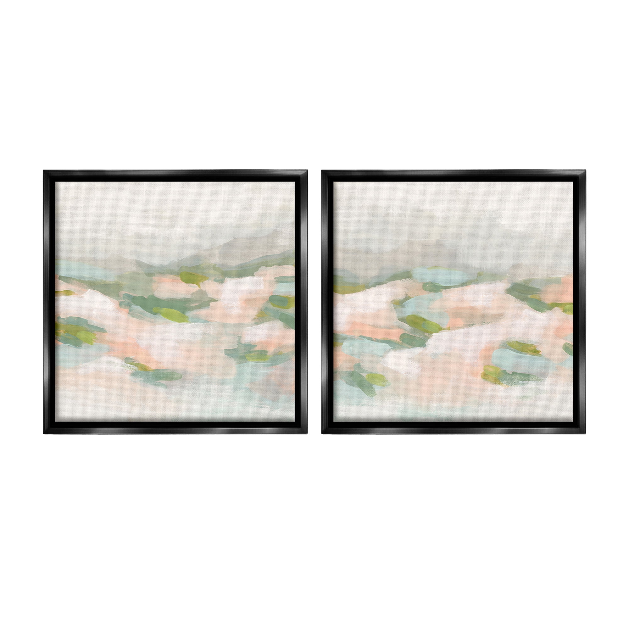 Stupell Industries Pastel Hills Abstraction Landscape Painting Black Floater Framed Canvas Art Print Wall Art, 25 x 25, Set of 2