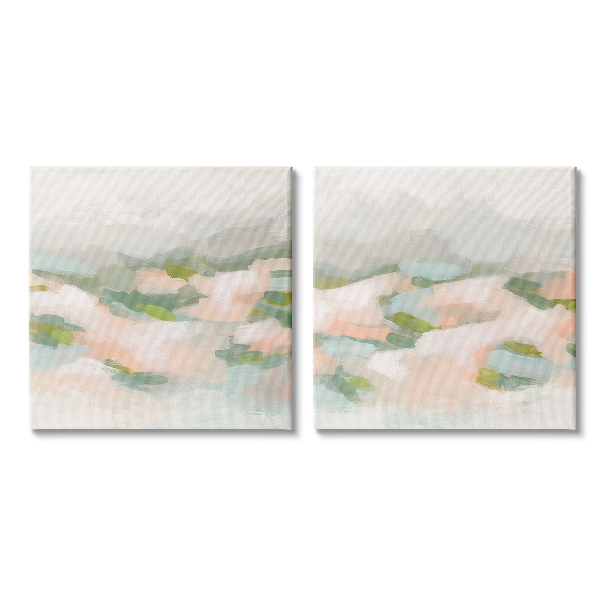 Stupell Industries Pastel Hills Abstraction Landscape Painting Gallery Wrapped Canvas Art Print Wall Art, 24 x 24, Set of 2