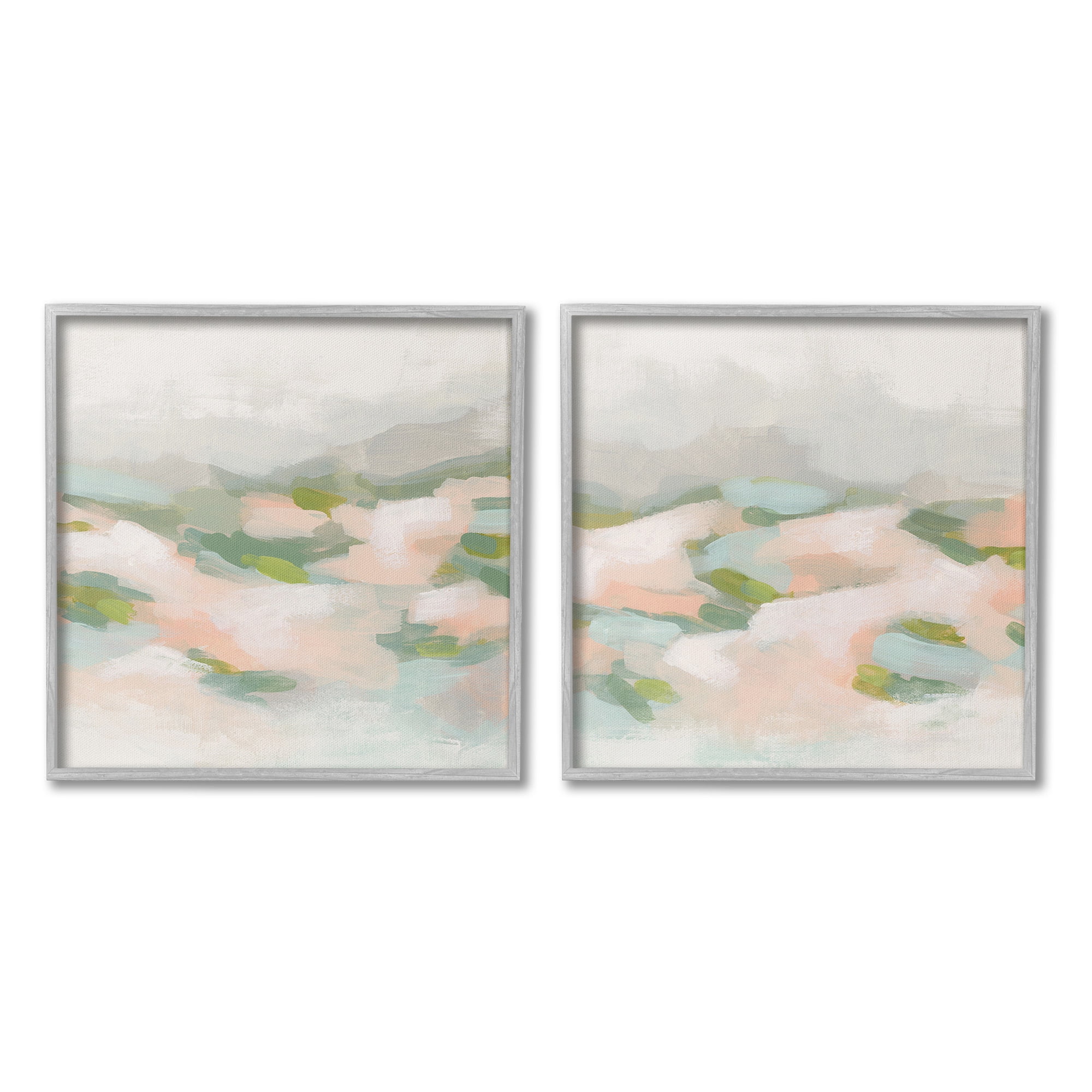 Stupell Industries Pastel Hills Abstraction Landscape Painting Gray Framed Art Print Wall Art, 17 x 17, Set of 2