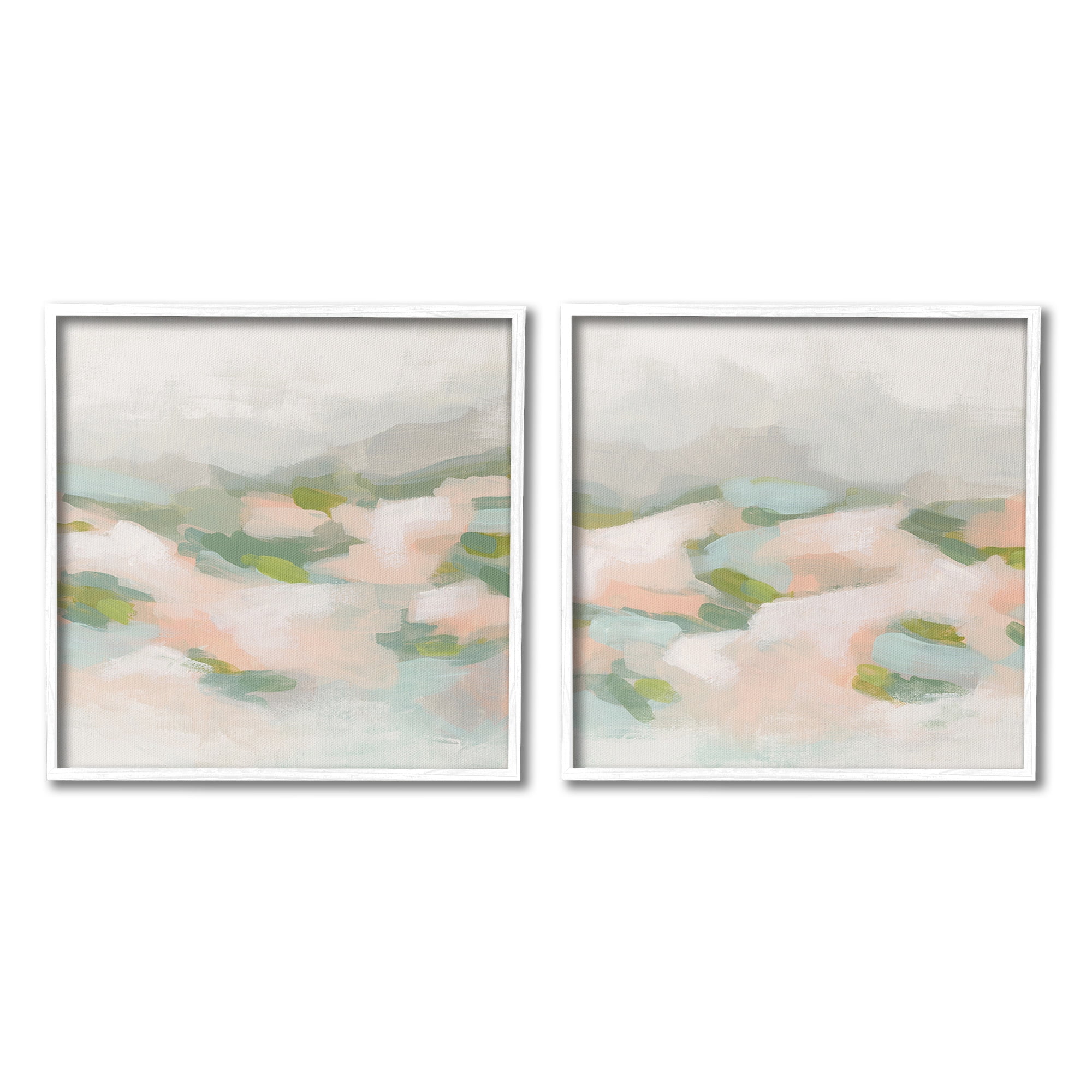 Stupell Industries Pastel Hills Abstraction Landscape Painting White Framed Art Print Wall Art, 24 x 24, Set of 2